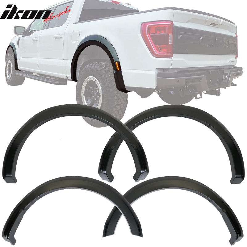 2021-2025 Ford F150 R-Style Matte Black Fender Flares - Durable PP Injection Molded Wheel Arch Covers for Off-Road Protection & Stylish Look