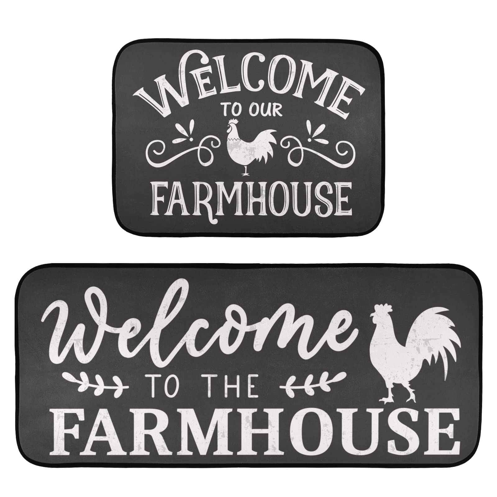 Emelivor Anti-Fatigue Kitchen Mat Set - Non-Slip Washable Rugs for Farmhouse & Laundry