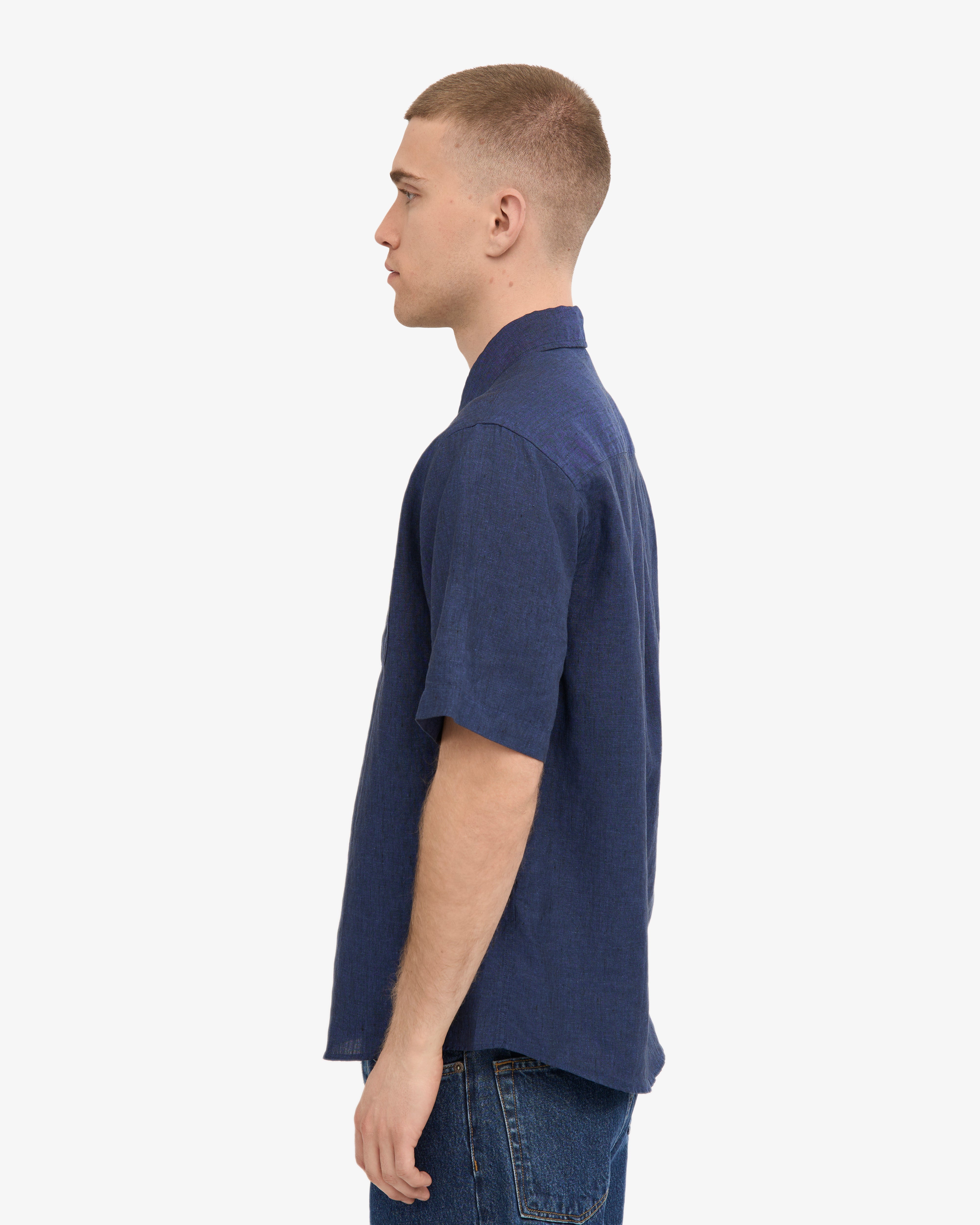 Premium Linen Short Sleeve Shirt for Men - Breathable Petrol Blue Summer Casual Shirt | Perfect for Beach, Vacation & Outdoor Activities