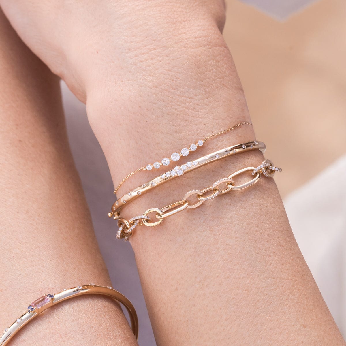 Floating Diamond Bracelet for Women - Elegant 14K Gold Plated Tennis Bracelet with Sparkling Cubic Zirconia - Perfect for Weddings, Parties & Special Occasions