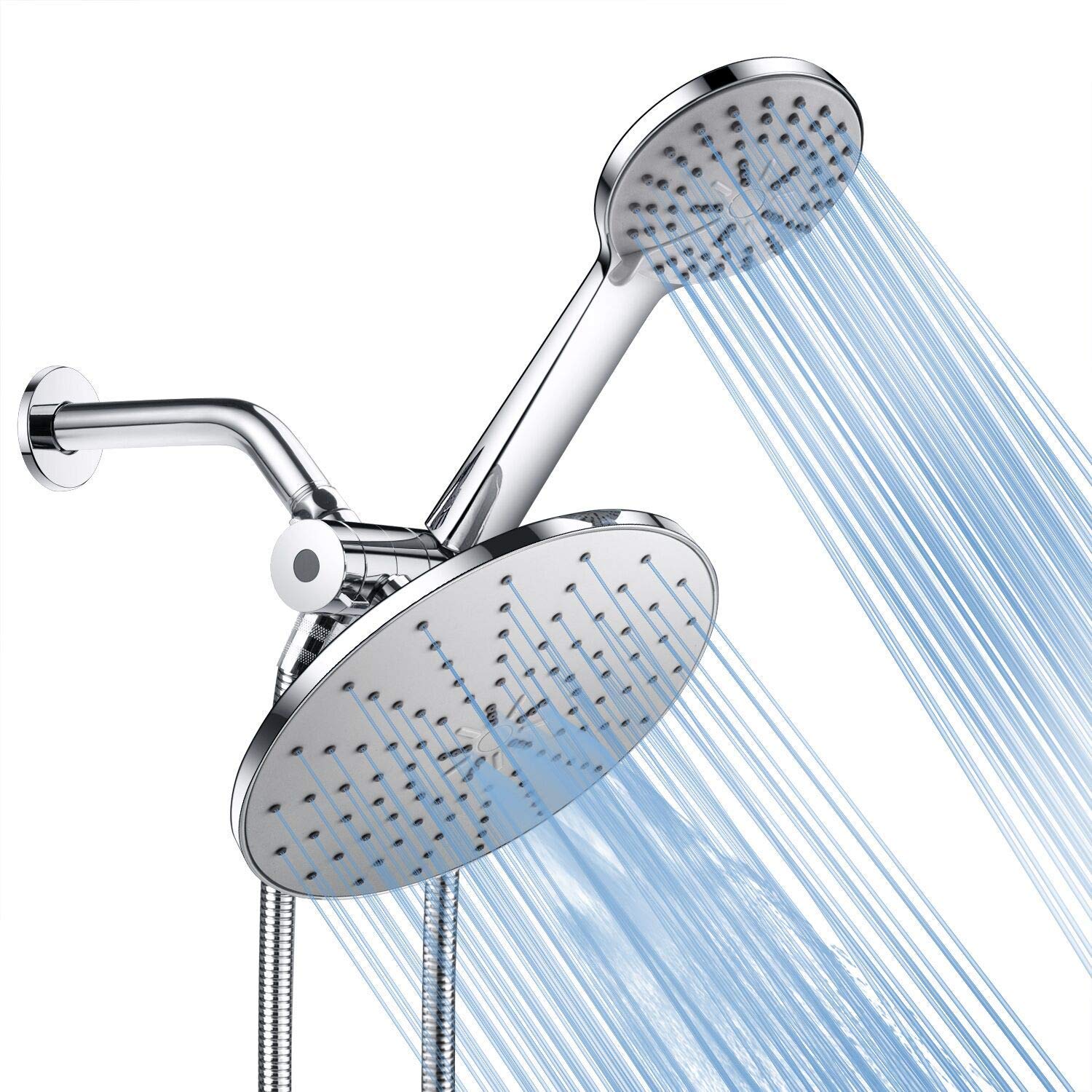 High Pressure Dual Shower Head Combo - Rain Shower & Handheld Shower Head with Hose for Bathroom, Spa & Relaxation | Perfect for Home, Hotel & Gym Use