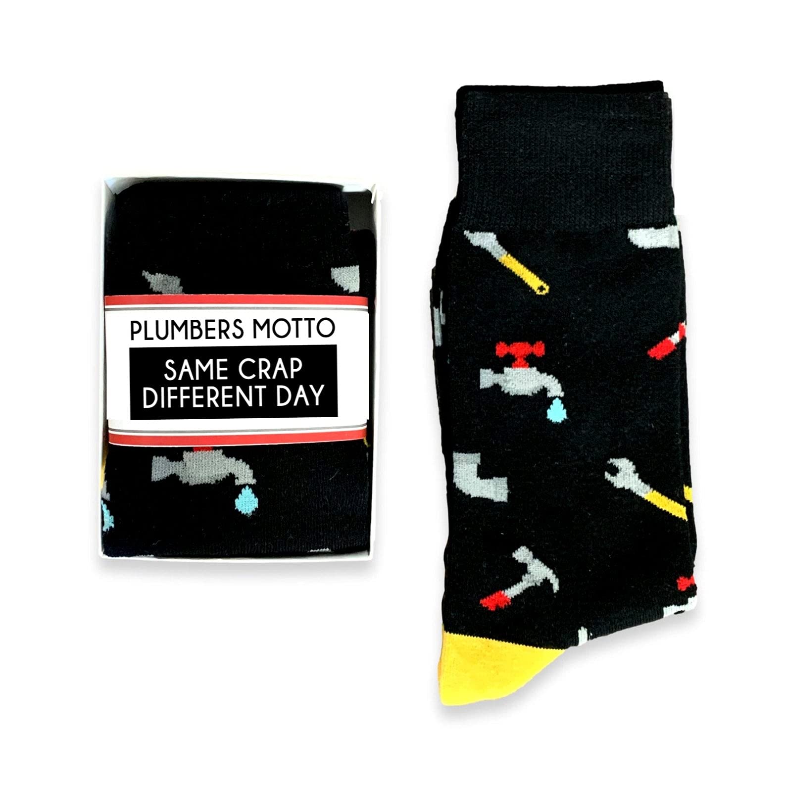 Funny Plumber Socks for Men - Novelty Crew Socks with Doodle Beads & 'Plumbers Know Their Crap' Design - Perfect Birthday Gift for Drain Surgeons & Plumbing Professionals (Great for Work, Gag Gifts & Casual Wear)