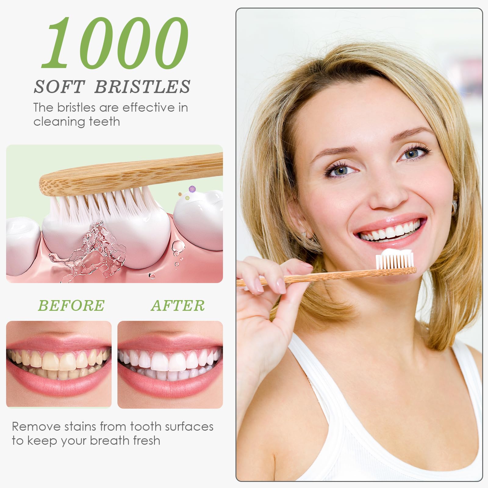 30 PCS Bamboo Toothbrushes for Adults - BPA Free Soft Bristles, Eco-Friendly Natural Wooden Toothbrush Bulk Pack with 2 Reusable Travel Toothbrushes | Perfect for Home, Travel & Sustainable Oral Care