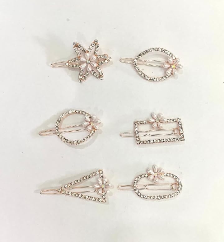 Elegant Geometric Metal Hair Clips for Women - 6 Pack Hair Barrettes & Hairpins for Women and Girls - Perfect for Parties, Weddings and Everyday Styling
