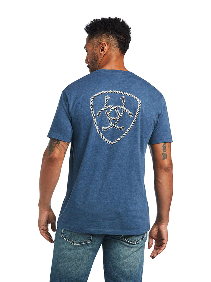 Ariat Men's Rope Shield T-Shirt - Sailor Blue Heather | Comfortable Cotton Tee for Work, Outdoor & Casual Wear