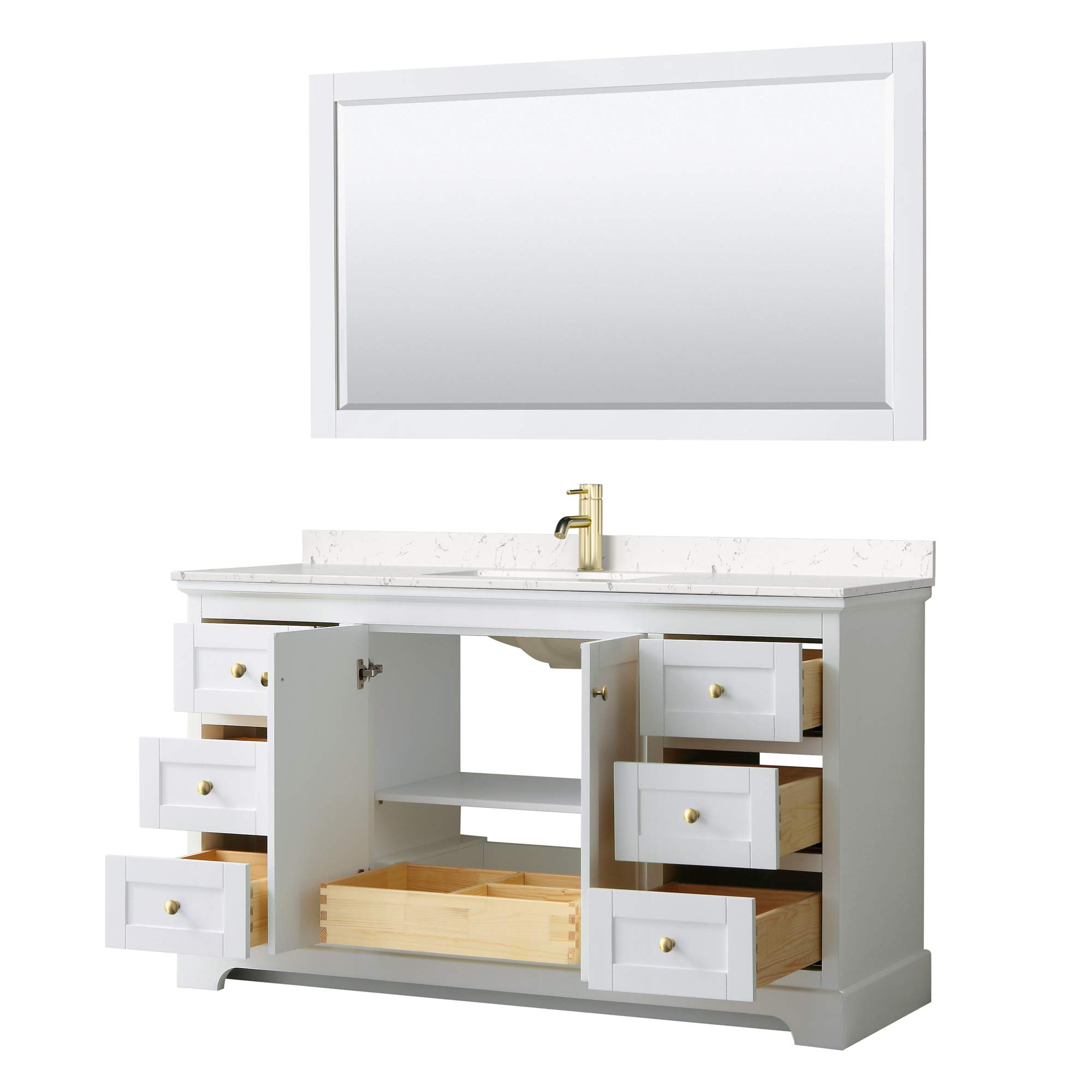 Wyndham Collection WCV232360SWGC2UNSM58 Avery Vanity Set with Mirror - White Bathroom Vanity for Modern Homes - Perfect for Master Bathroom & Powder Room Makeovers