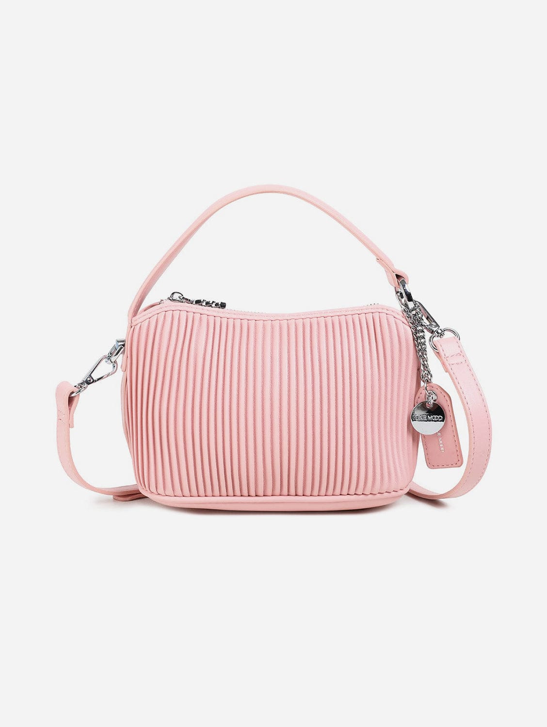 Ella Vegan Leather Crossbody Bag for Women - Light Pink Pleated Shoulder Purse | Fashion Handbag for Daily Use, Work, Travel and Date Night