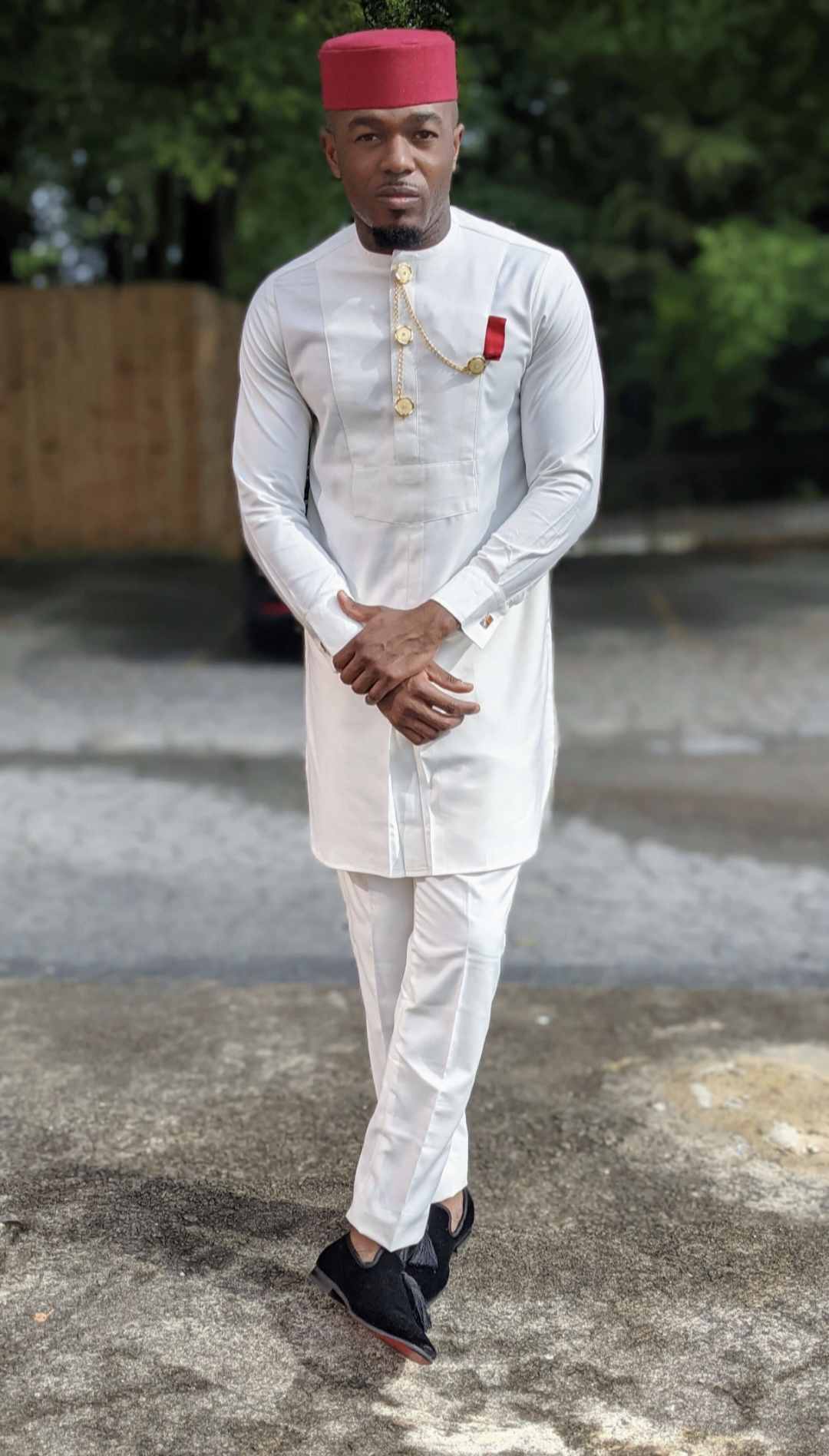 Baamu Ivory African Senator Sunmo Top and Pants Set DPXTM506 | Traditional Nigerian Attire for Men | Perfect for Weddings, Parties & Cultural Events