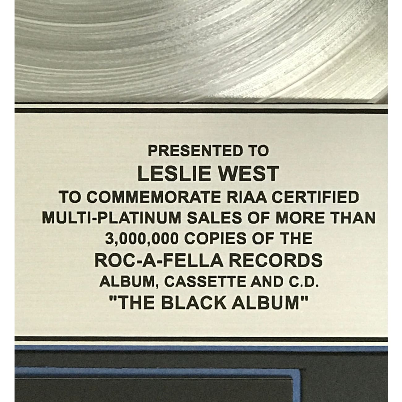 Jay Z The Black Album RIAA 3x Multi Platinum Award - Rare Collectible Music Memorabilia - Perfect for Music Fans & Collectors - Display in Home, Office or Music Studio