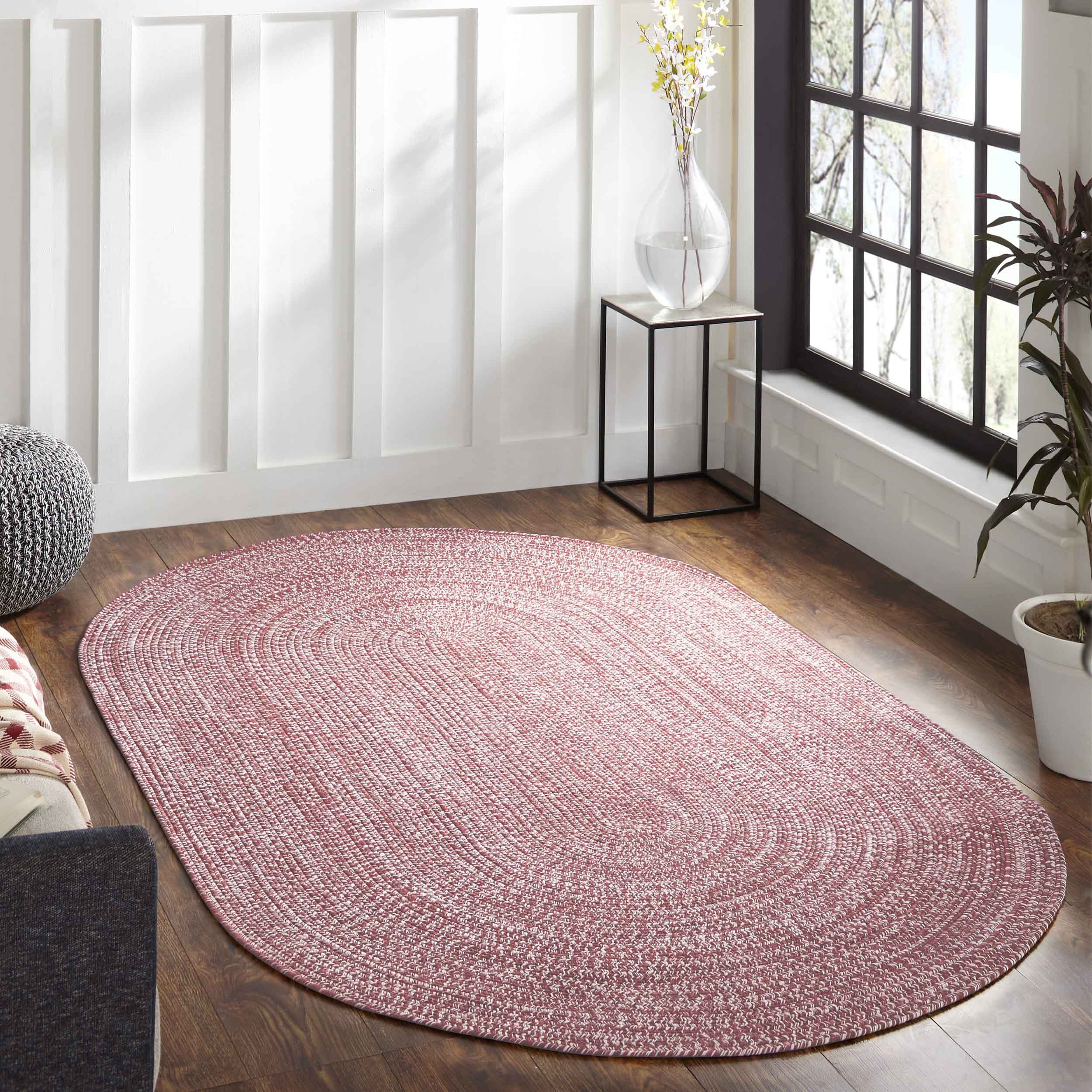 Reversible Braided Area Rug - Non-Slip Two Tone Indoor/Outdoor Rug for Living Room, Bedroom, Patio - Soft & Durable Home Decor