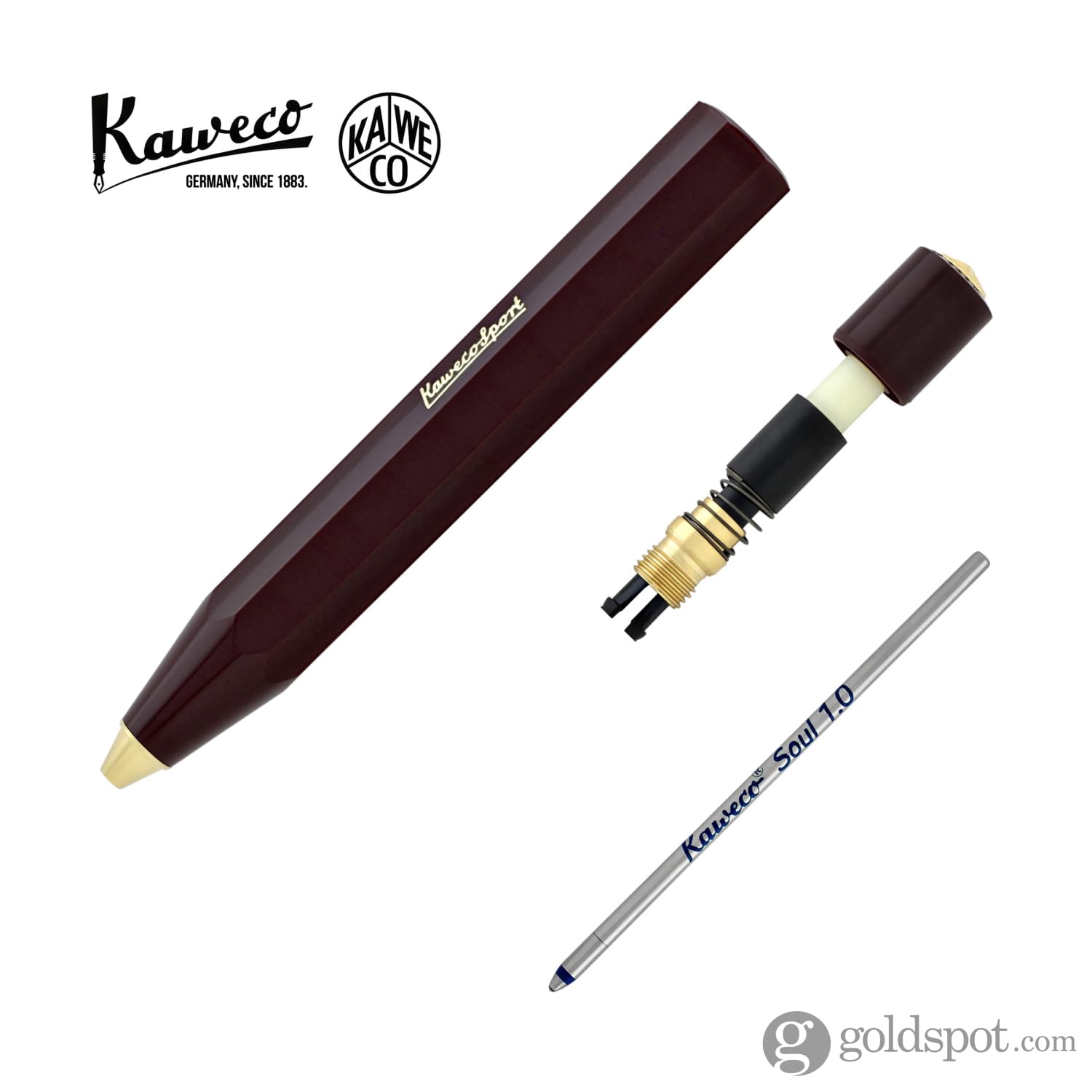Kaweco Classic Sport Ballpoint Pen - Bordeaux Red Ink Rollerball Writing Pen for Office, School & Travel | Premium German Design Fountain Pen Gift for Men & Women
