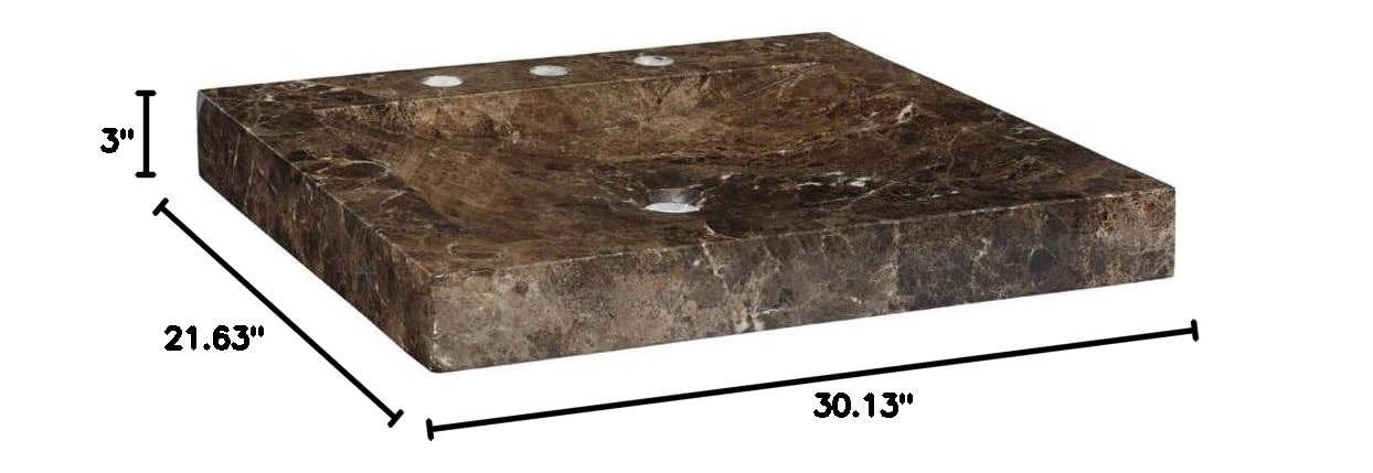 Ryvyr SVT300DE Dark Emperador Stone Vanity Top - Premium Bathroom Countertop for Modern & Luxury Home Decor
