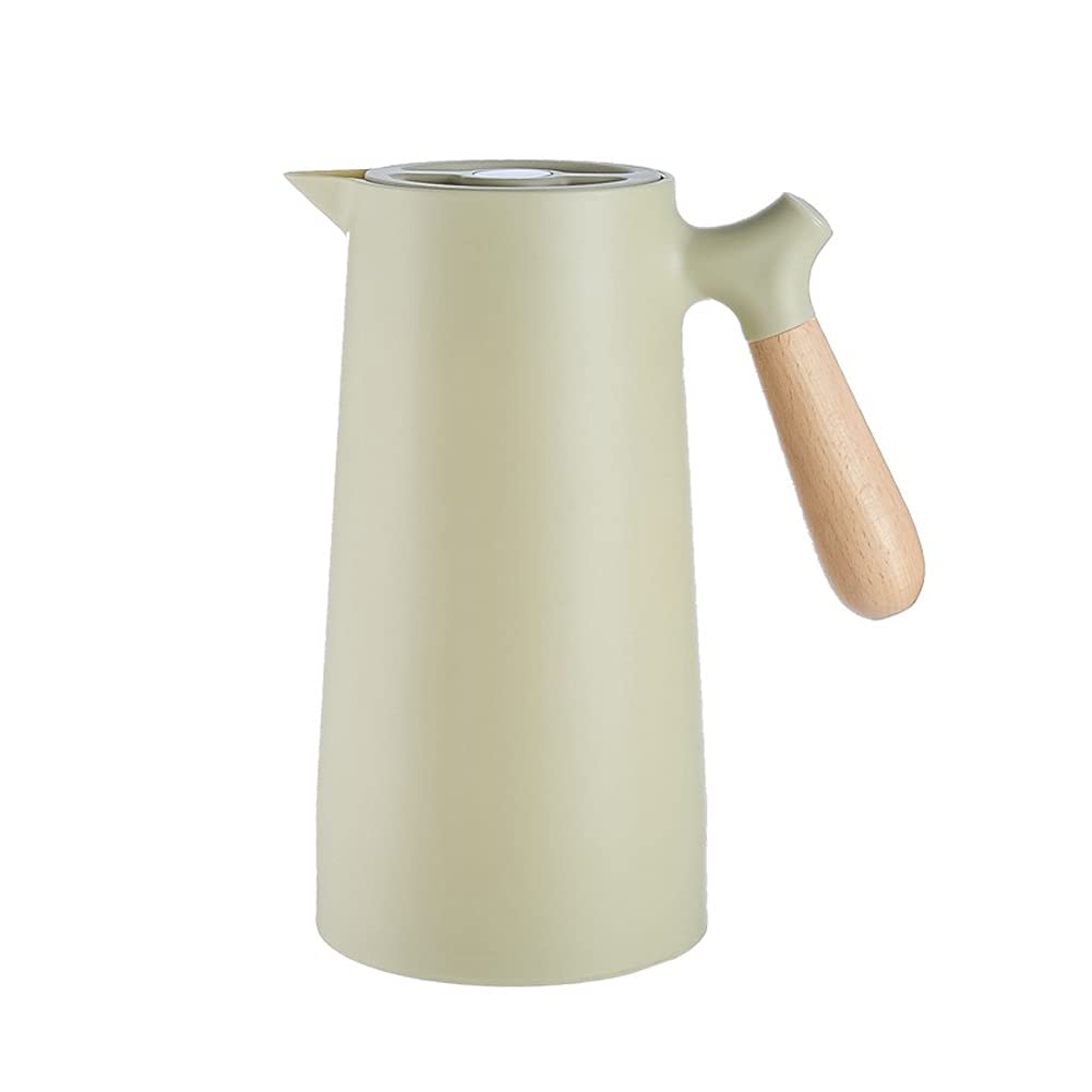 TWDYC 1L Large Capacity Nordic Style Thermos Flask - Double Wall Vacuum Insulated Stainless Steel Water Bottle with Glass Liner for Hot & Cold Drinks - Perfect for Home, Office, Travel & Outdoor Activities (Green)