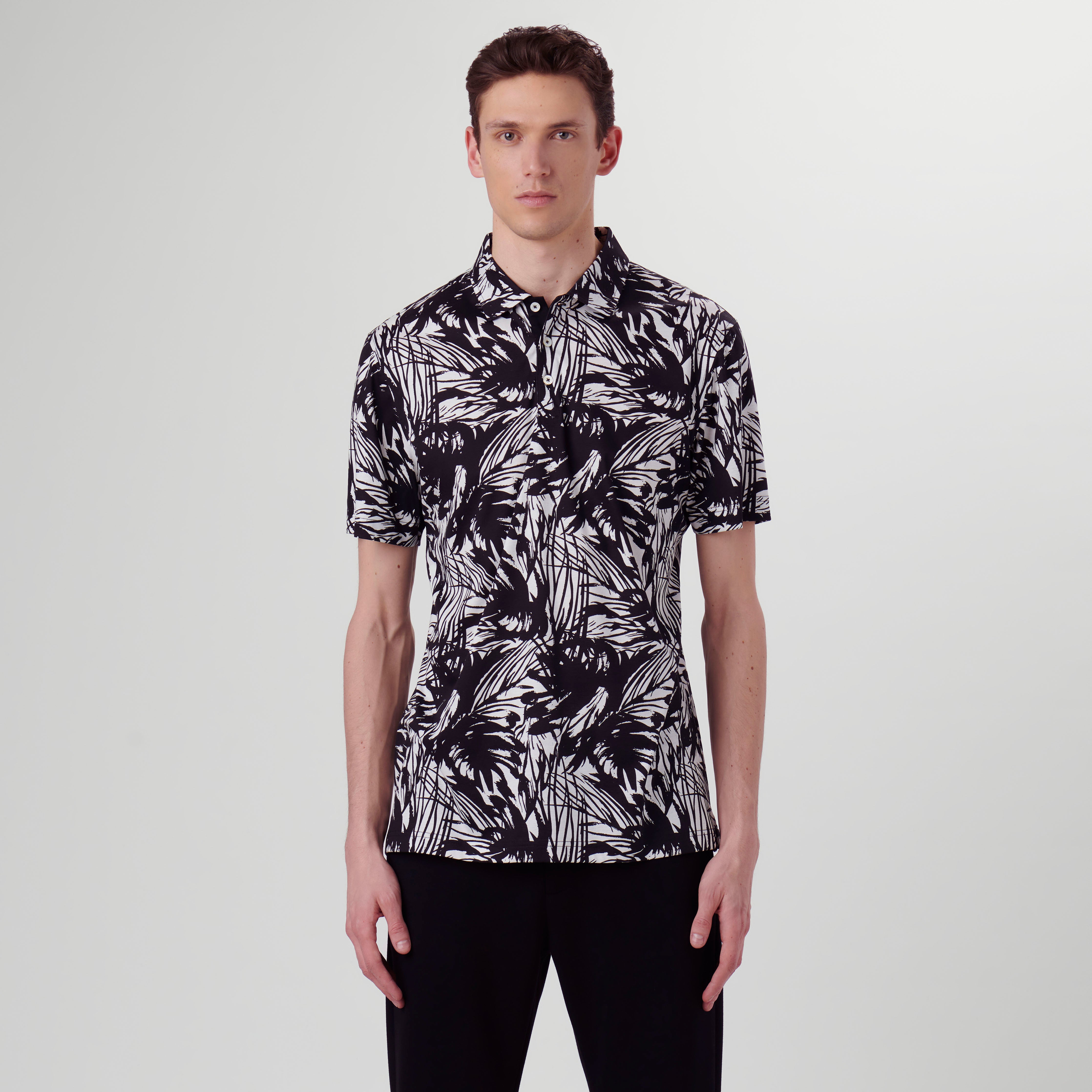 Hendrix Abstract Print Polo Shirt for Men - Stylish Casual Short Sleeve Button Down Shirt - Perfect for Work, Office, and Summer Outfits
