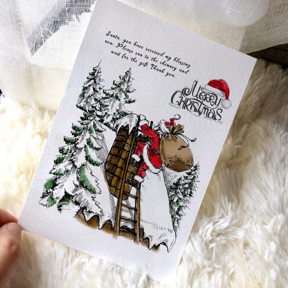 Christmas Clear Rubber Stamps Set - Santa Claus, Holiday Sentiments & Winter Forest Designs for DIY Greeting Cards, Scrapbooking & Gift Wrapping | Perfect for Holiday Crafts, Party Decorations & Festive DIY Projects
