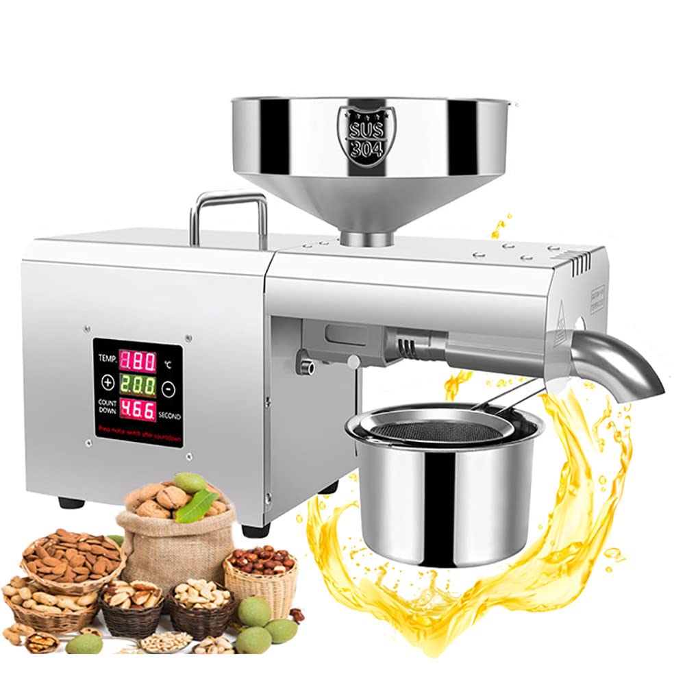 Automatic Oil Press Machine for Home Use - Digital Temperature Control (50-250°C) - Cold & Hot Press Peanut, Sunflower, Olive Oil Extractor - Perfect for Healthy Cooking, DIY Essential Oils & Homemade Nut Butters