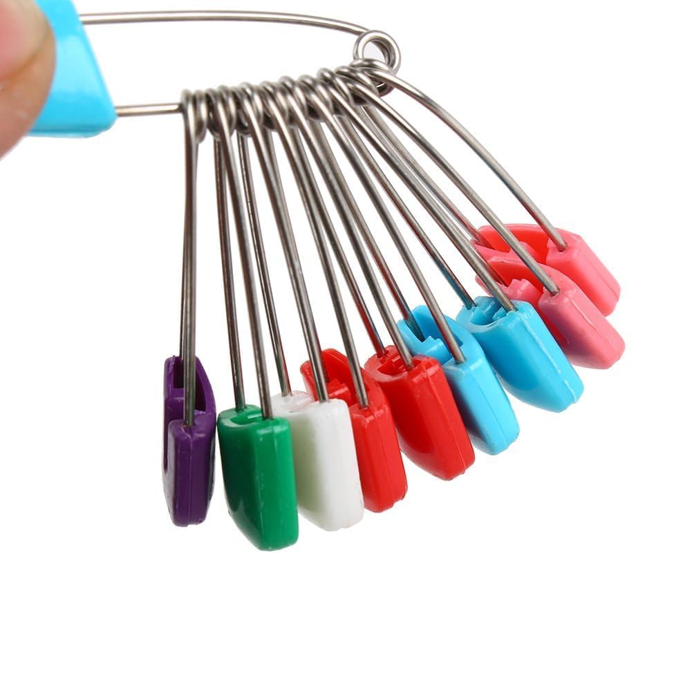10pcs Stainless Steel Baby Diaper Pins with Safety Lock - Heavy Duty for Cloth Diapers & Baby Care