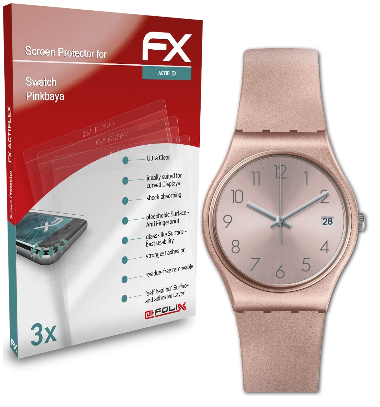 Swatch Pinkbaya Screen Protector - Ultra Clear Flexible FX Protection Film (3 Pack) for Scratch Resistance & HD Clarity | Perfect for Everyday Use, Travel & Outdoor Activities