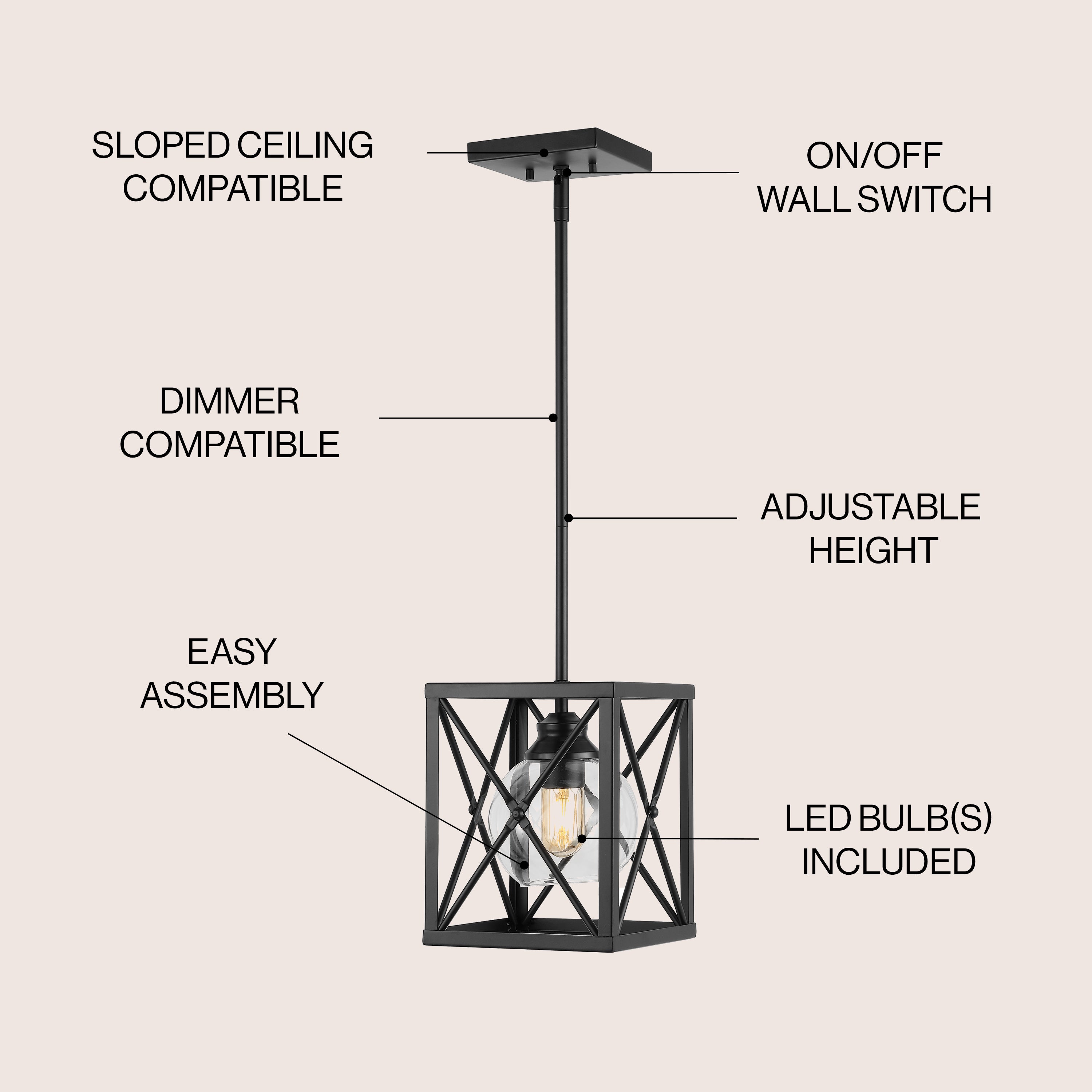 Amara 8-Light Industrial Farmhouse Pendant Lighting - Rustic Iron and Glass LED Chandelier for Kitchen Island, Dining Room, or Entryway