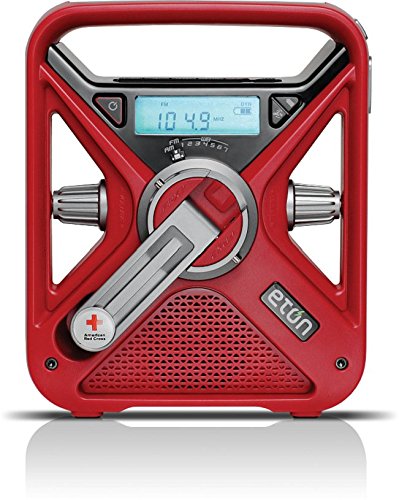 Eton FRX3+ Emergency NOAA Weather Radio with Digital Display - Solar & Hand Turbine Powered, Red LED Beacon, 7 Weather Bands & Phone Charger for Outdoor, Camping & Survival Kits (Red/Black)