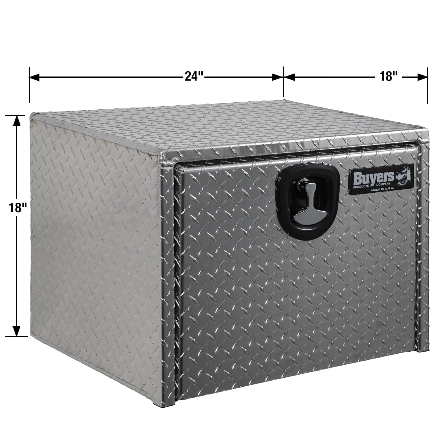 Diamond Tread Aluminum Underbody Truck Tool Box with Compression Latch - 18x18x24 Inch Heavy Duty Storage & Organization | Made in USA | Perfect for Construction, Farming & Off-Road Work Trucks