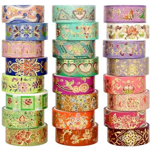 gold floral washi tape set
