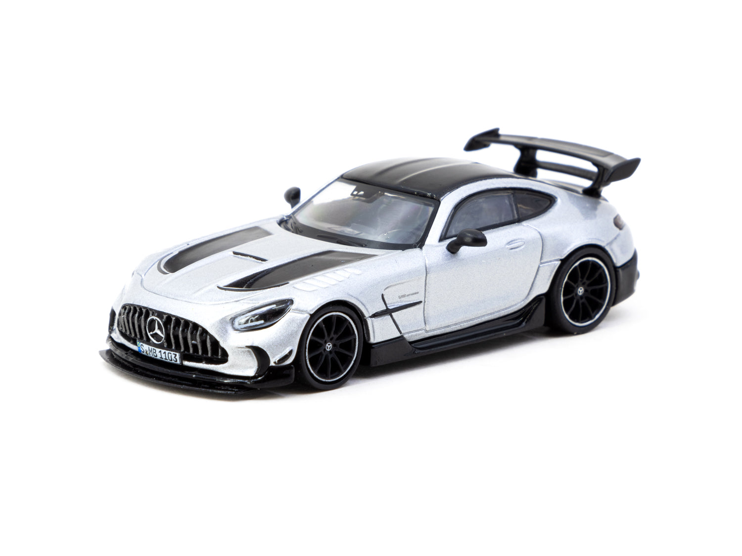 Tarmac Works 1/64 Scale Mercedes Benz AMG GT Black Series Diecast Model Car - Silver Metallic Finish | Collectible Toy Car for Display & Racing Scenes | Perfect for Car Enthusiasts & Model Collectors