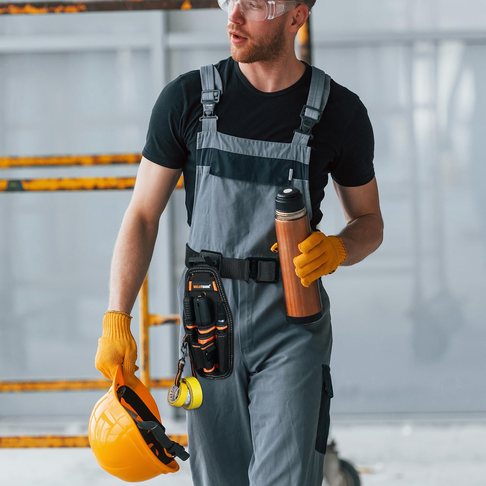MELOTOUGH Small Tool Pouch with Quick Release Belt Clip - Compact Work Organizer with Tape Thong Strap for Electricians, Carpenters & DIY Projects | Durable Tool Belt Accessory for Home Repair & Construction Work
