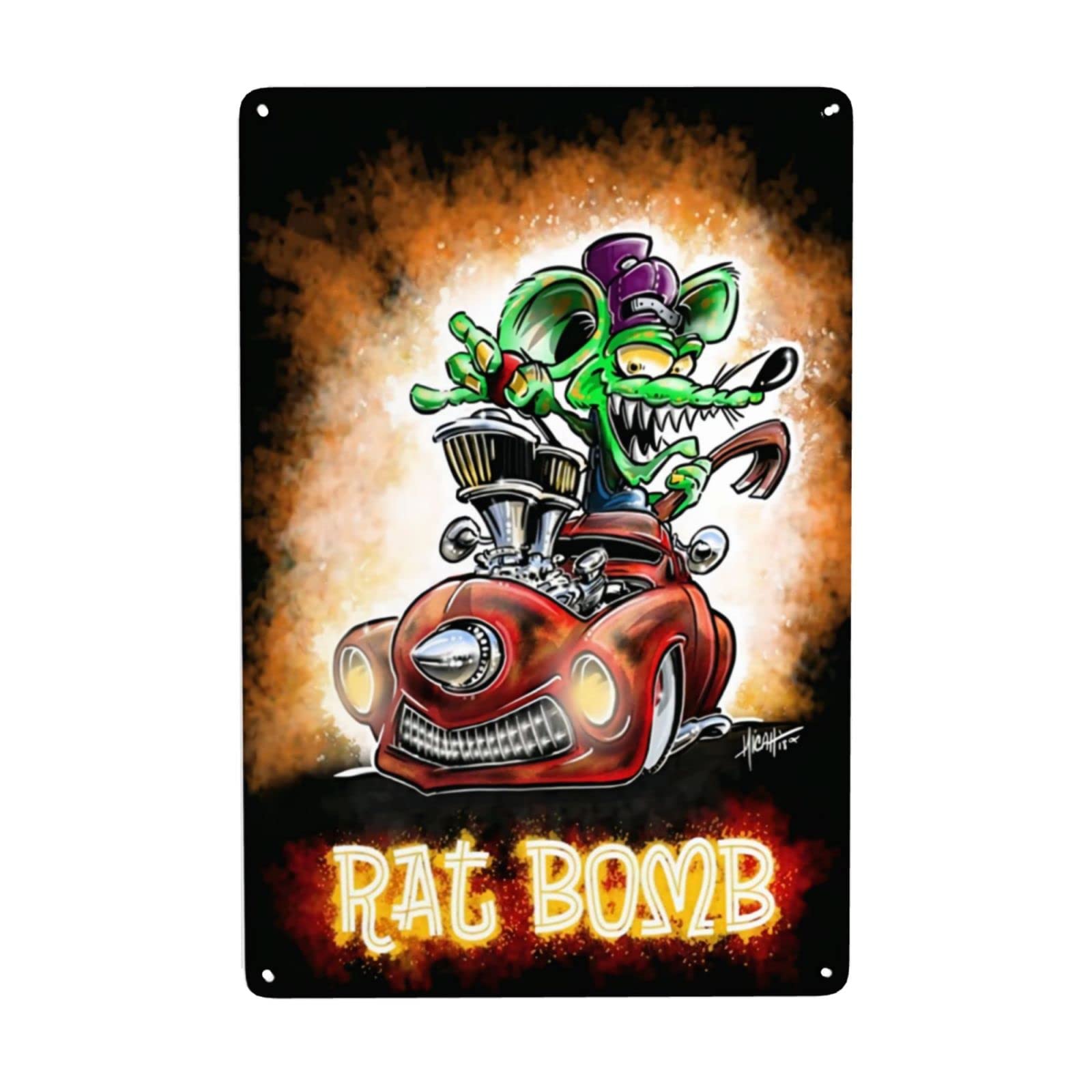 Vintage Rat Fink Pinstripe Tin Sign - Retro Metal Wall Art for Home, Office & Garage Decor - Perfect for Man Cave, Bar, Diner & Vintage Themed Rooms