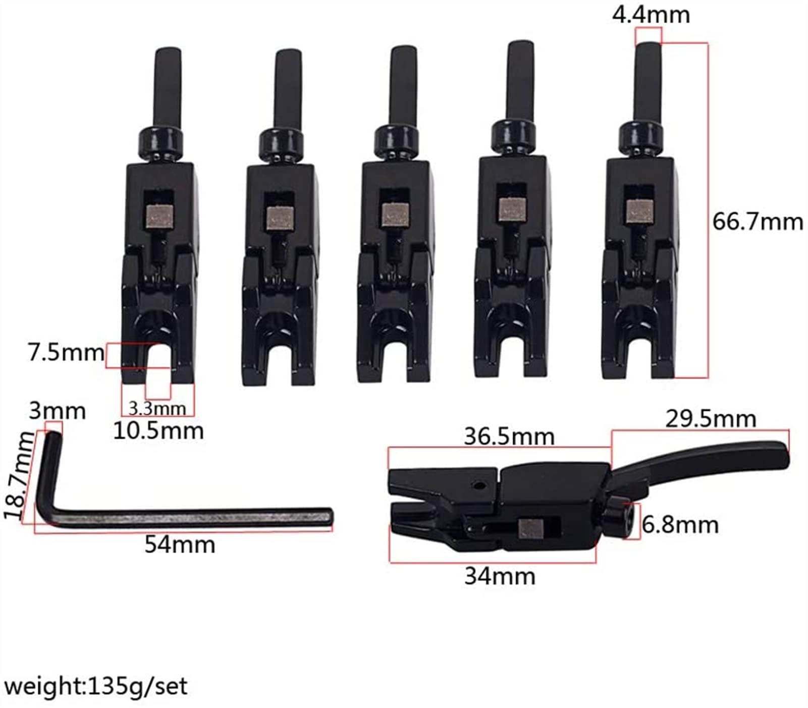 6-Piece Electric Guitar Bridge Saddle Set - Locking Tremolo Bridge String Saddles Replacement Parts for Electric Guitar Tailpiece | Perfect for Guitar Repair, Maintenance & Upgrades