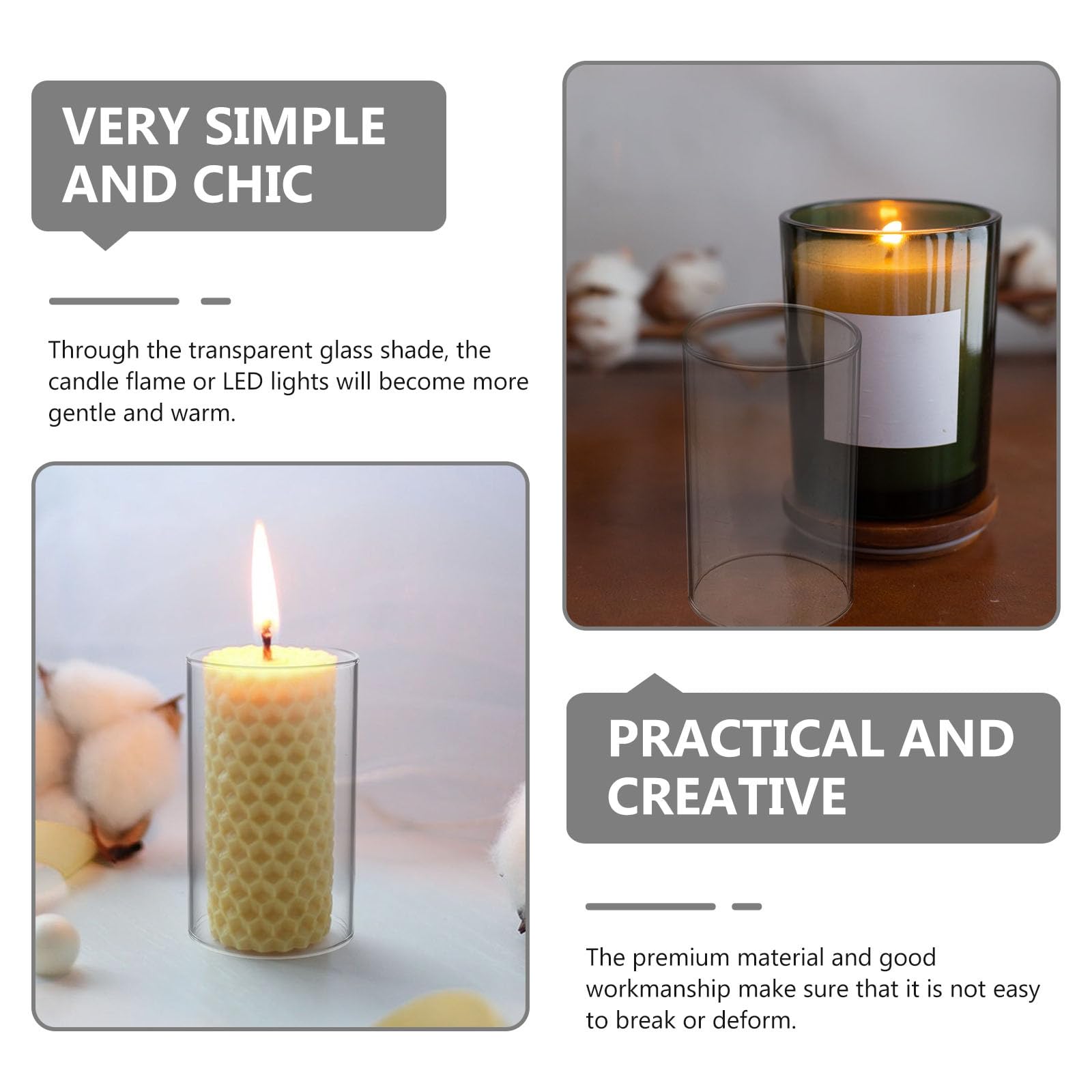 4PCS Clear Glass Hurricane Candle Holders for Wedding & Party Decor