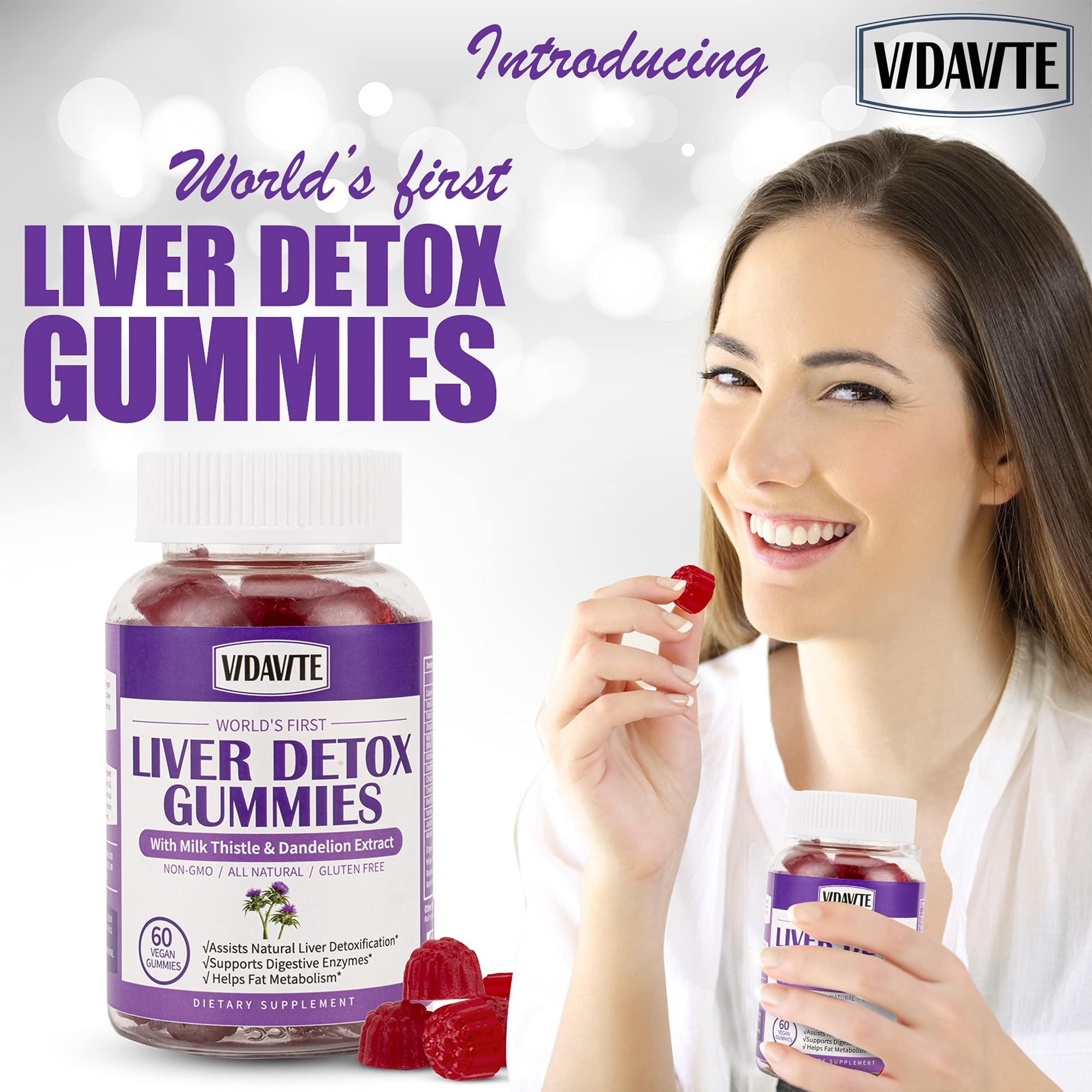 Liver Cleanse Detox & Repair Gummies with Fruits, Greens and Veggies - 30-Day Supply for Liver Support & Digestive Health | Perfect for Daily Detox, Post-Party Recovery & Wellness Routine
