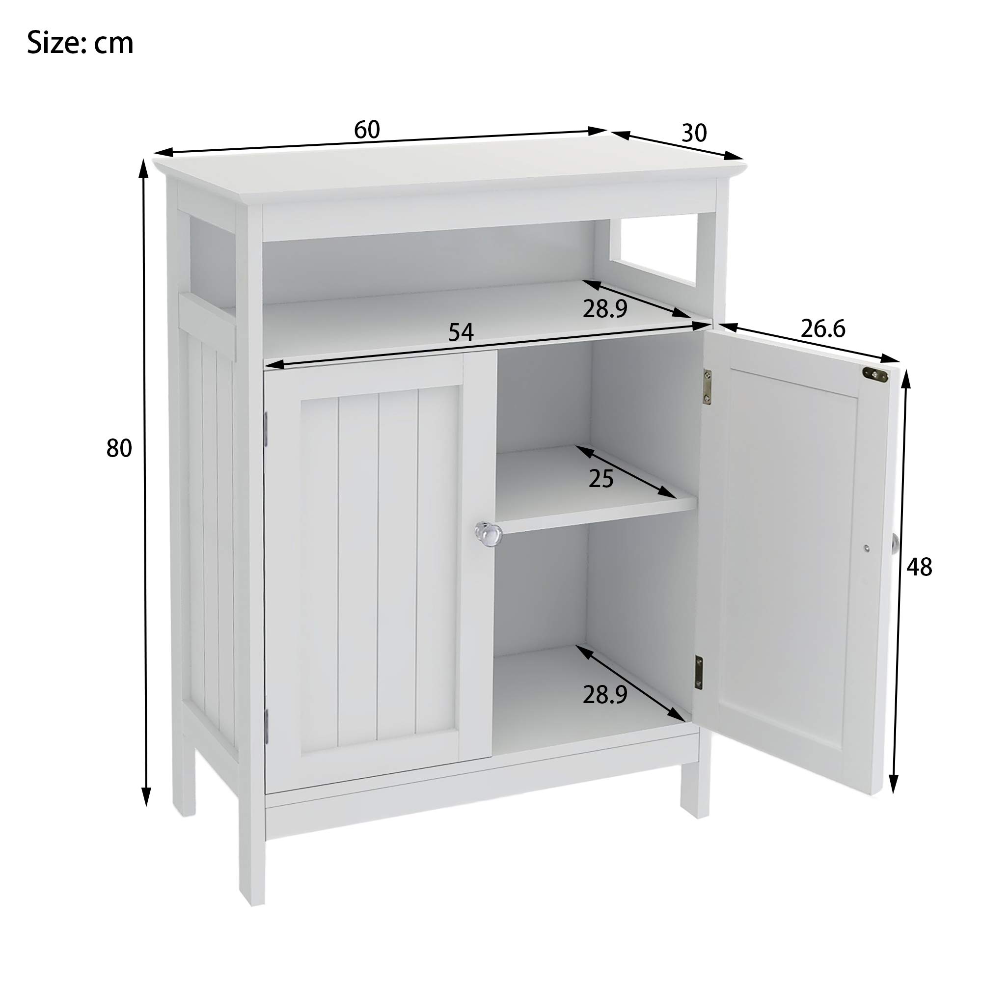 Wooden Bathroom Floor Cabinet with Double Doors & Storage Shelf - Freestanding Storage Organizer for Home, Kitchen, Office, Bedroom - Perfect for Bathroom Essentials, Kitchen Supplies & Bedroom Organization