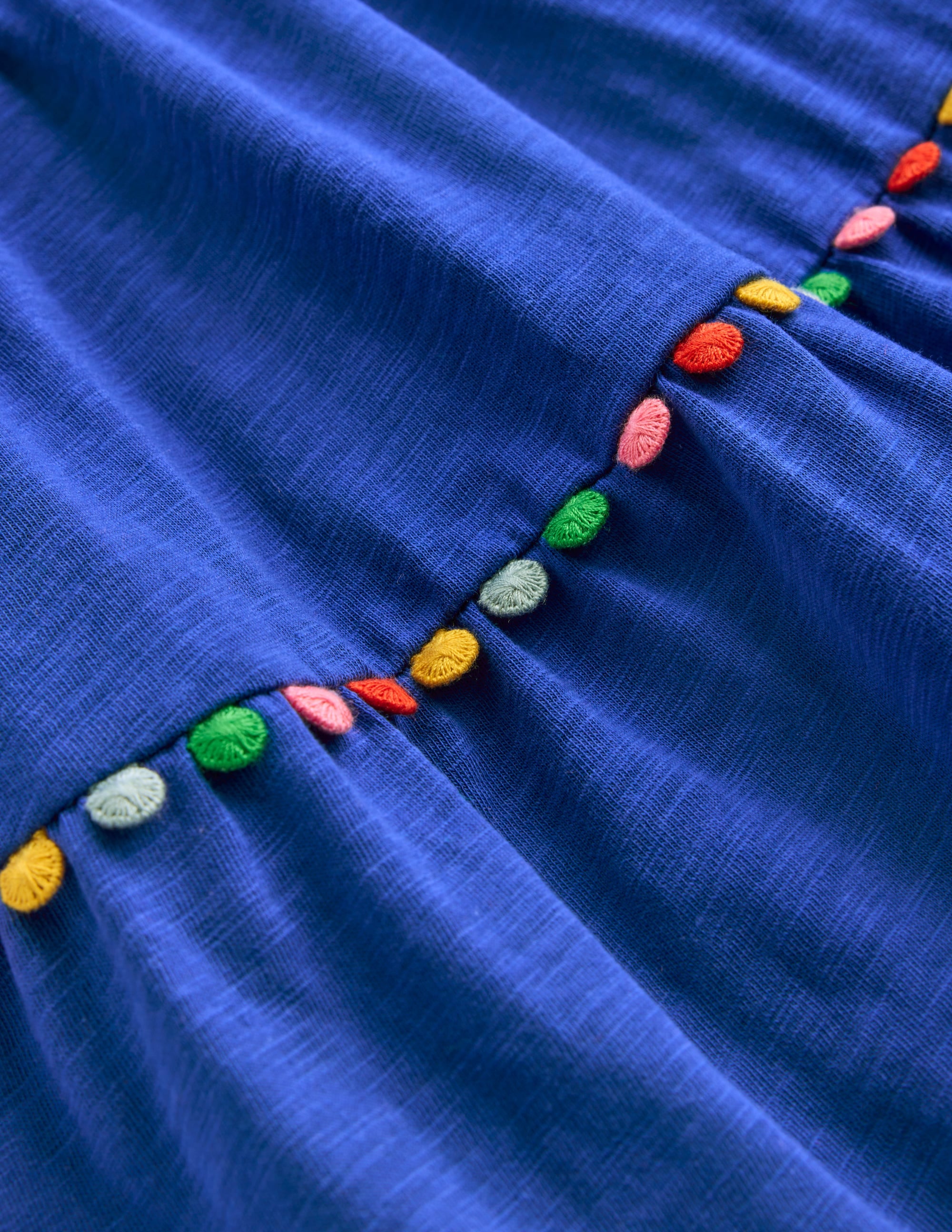 Addison Twirly Pom Dress for Girls - Bright Blue Party Outfit | Perfect for Birthday, Holiday & Special Occasions