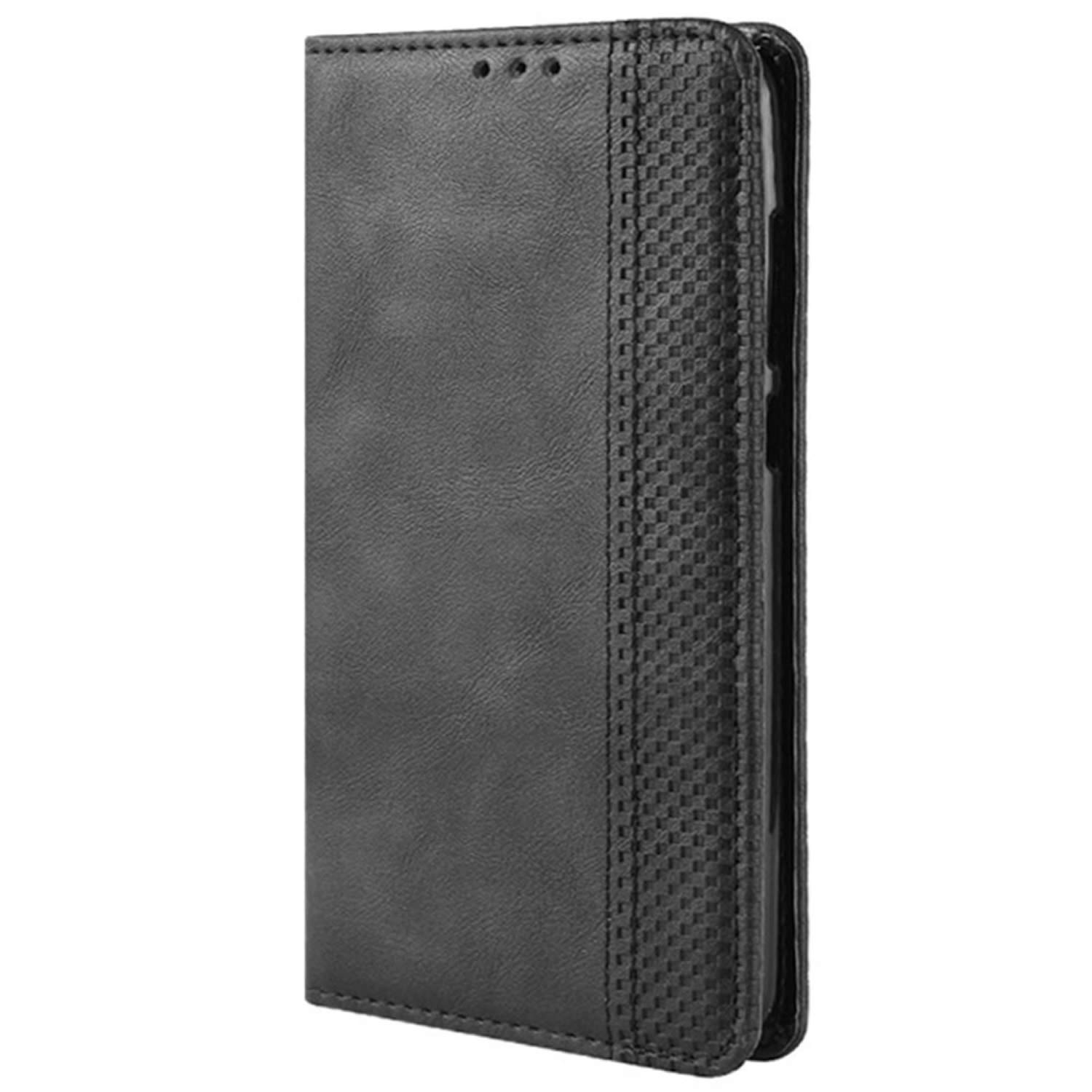 Xiaomi Mi 9 SE Phone Case - Premium Retro PU Leather Magnetic Flip Cover with Card Holder & Kickstand | Shockproof Full Body Protection | Perfect for Business, Travel & Daily Use (Black)