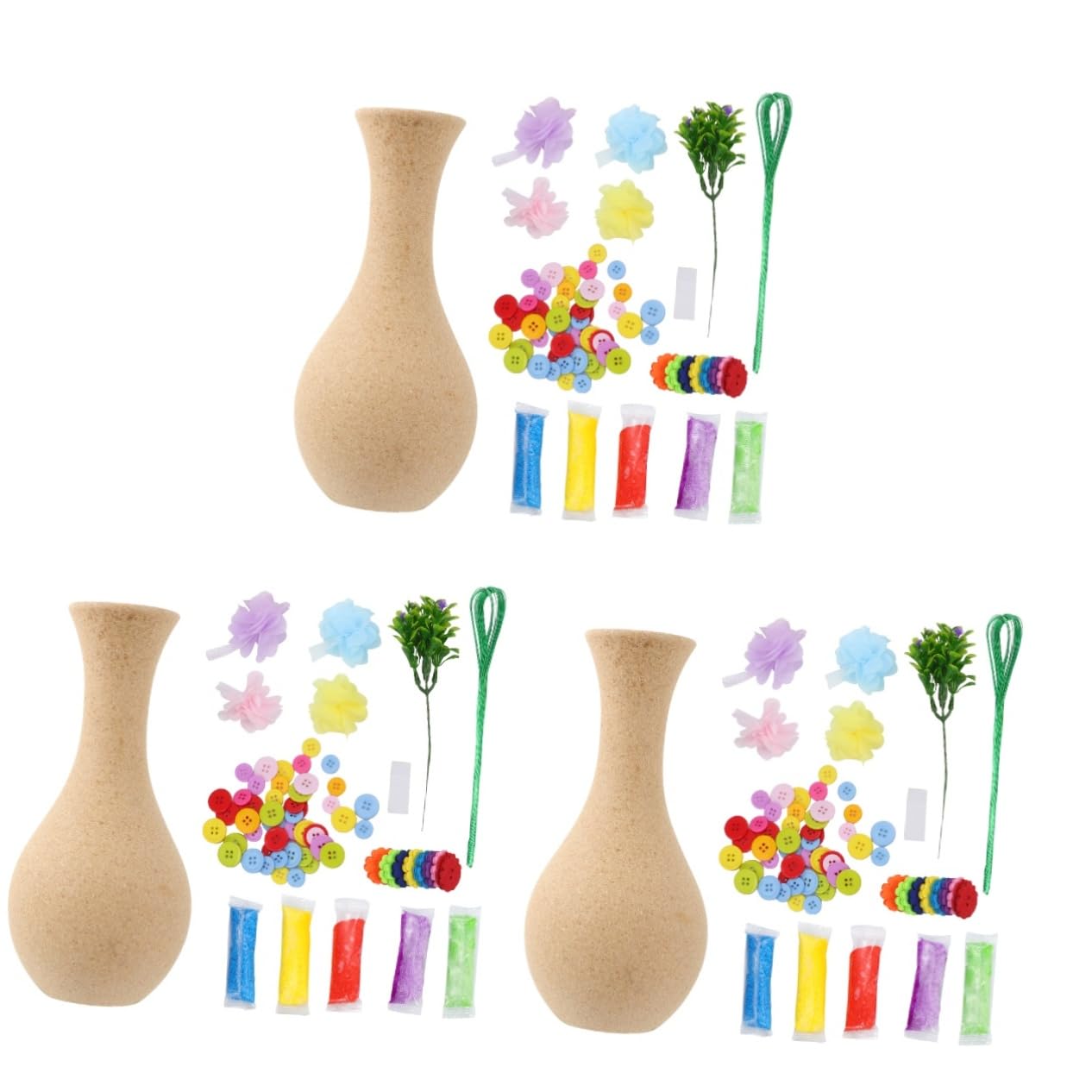 YARNOW 6 Sets DIY Vase Craft Kit for Kids - Artificial Flower Bouquet Making Supplies, Plastic Basket Flowers for Toddler Art & Home Decor | Perfect for Birthday Gifts, Classroom Activities & Creative Play