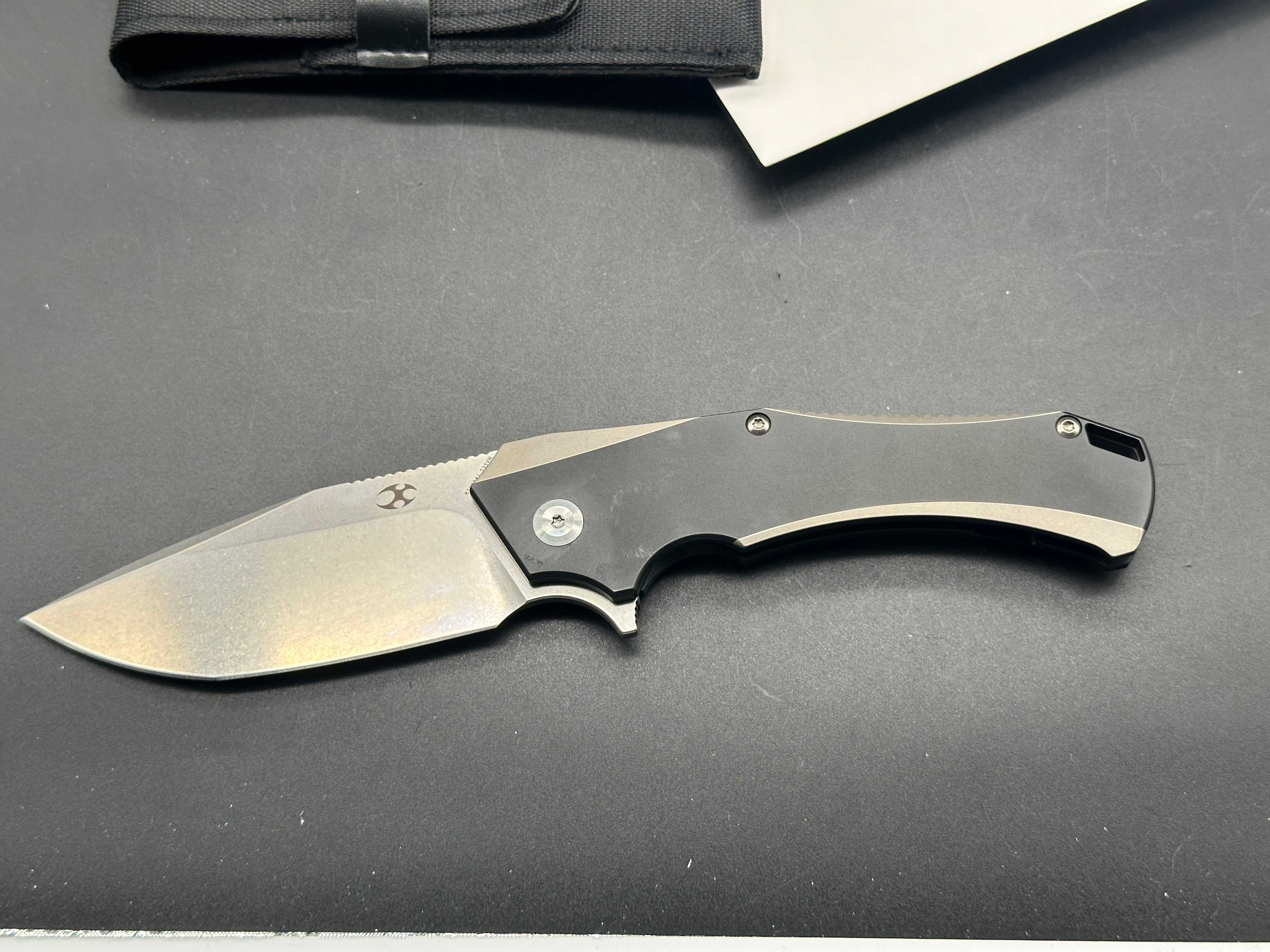 KANSEPT HELLX Folding Knife - Black Coated S35VN Blade, Titanium Handle, Plain Edge (Model K1008A1) | EDC Pocket Knife for Camping, Hiking & Outdoor Survival
