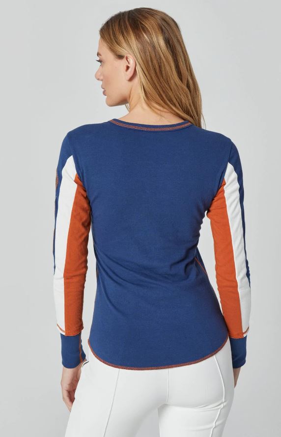 Alp N Rock Retro Stripe Crew Neck Sweatshirt - Vintage Style Estate Blue Pullover for Men & Women | Casual Wear, Street Fashion, Loungewear