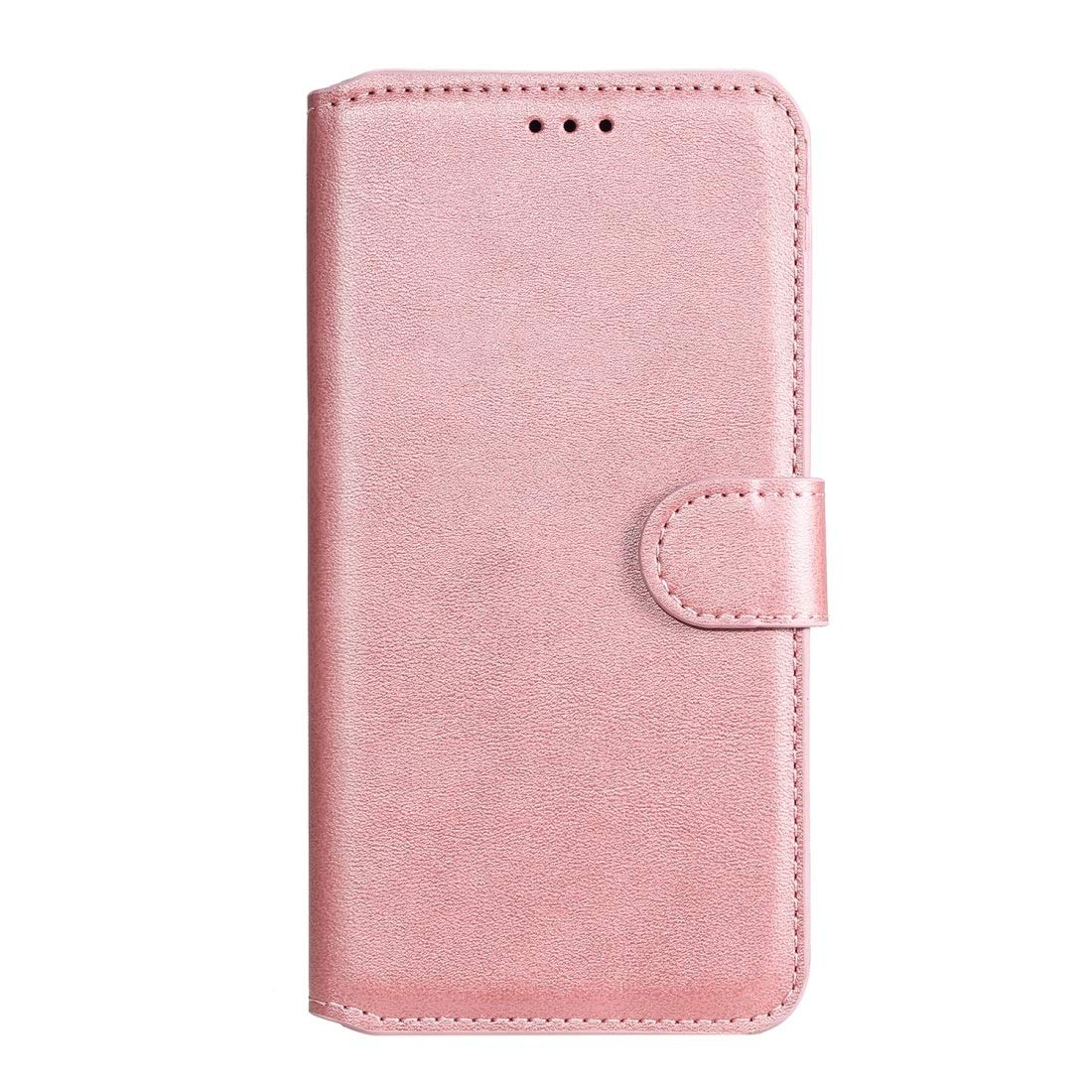 Premium Xiaomi Redmi Note 9 Flip Leather Case - PU + TPU Calf Texture Protective Cover with Card Slots, Wallet & Holder | Rose Gold | Perfect for Business, Travel & Everyday Use