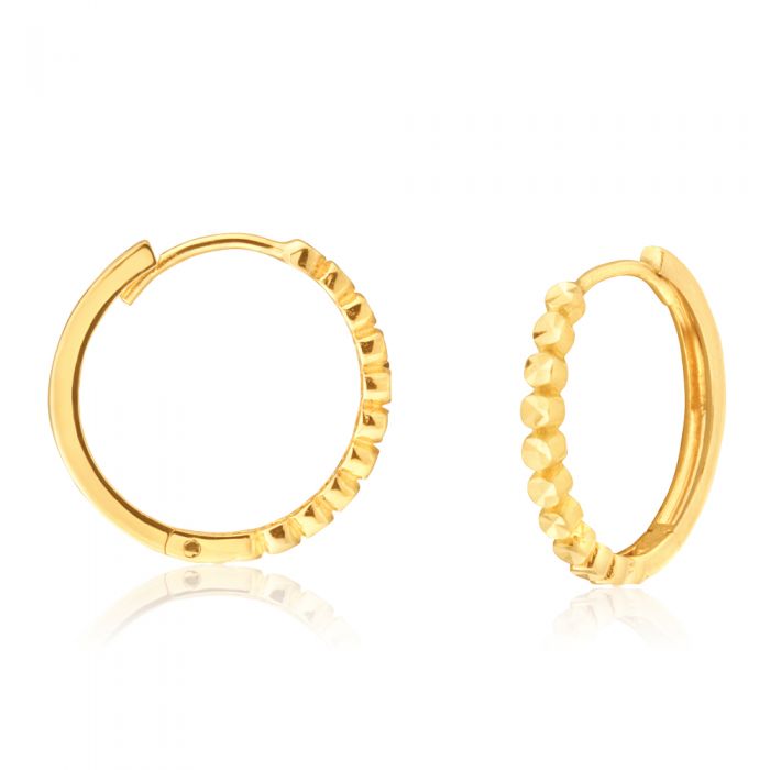 9CT Gold Hoop Patterned Earrings for Women - Elegant Dangle Earrings for Party, Wedding & Everyday Wear - Trendy Fashion Jewelry Gift