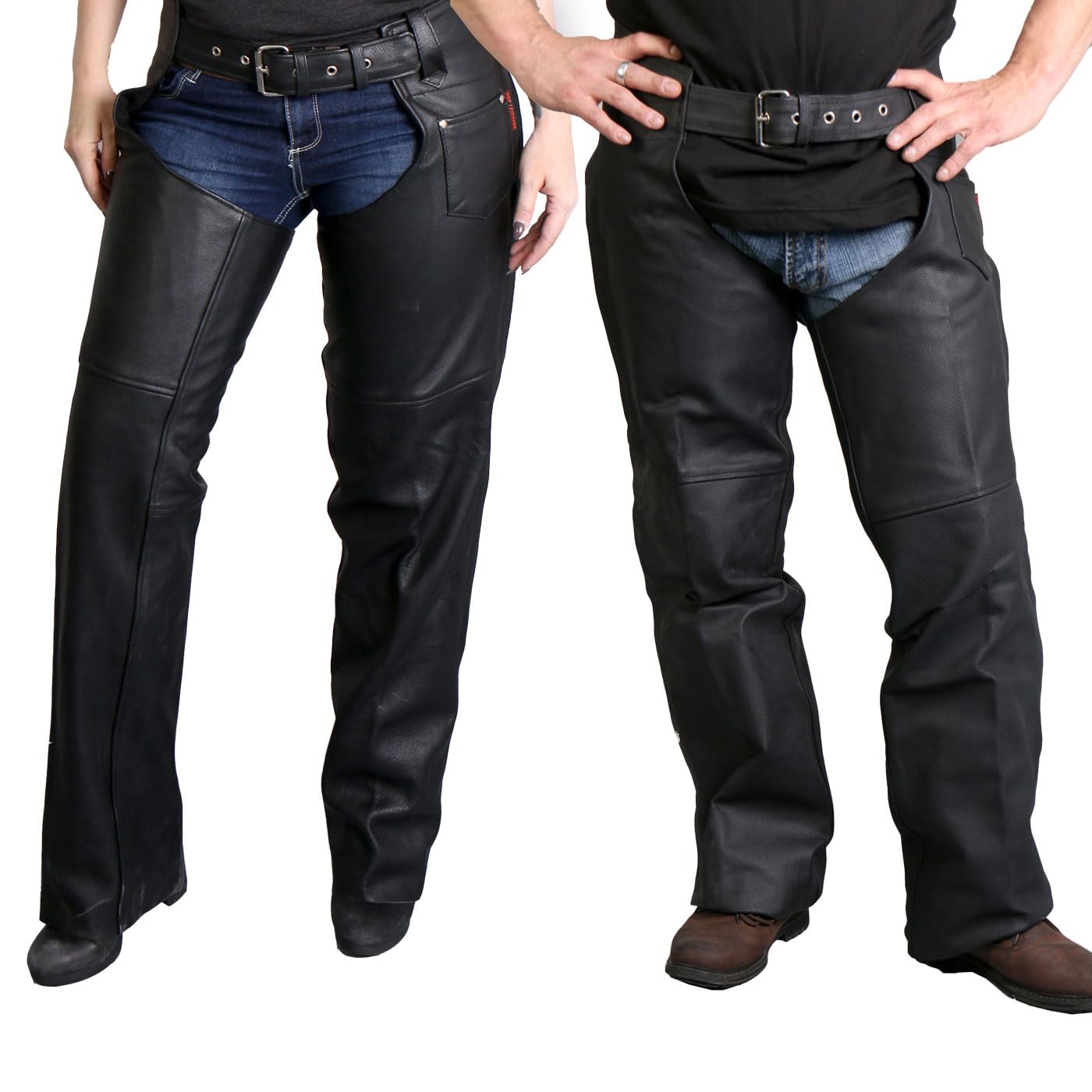 Hot Leathers Premium Fully Lined Leather Chaps for Motorcycle Riding - Durable & Comfortable Biker Gear for Men & Women
