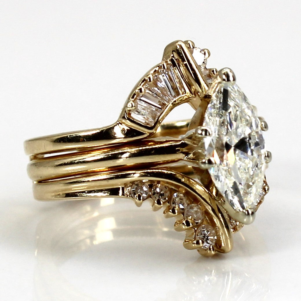 1.26ctw Marquise Diamond Wedding Ring Set for Women - Size 3.75 | Elegant Bridal Jewelry for Engagement, Proposal & Anniversary Gifts