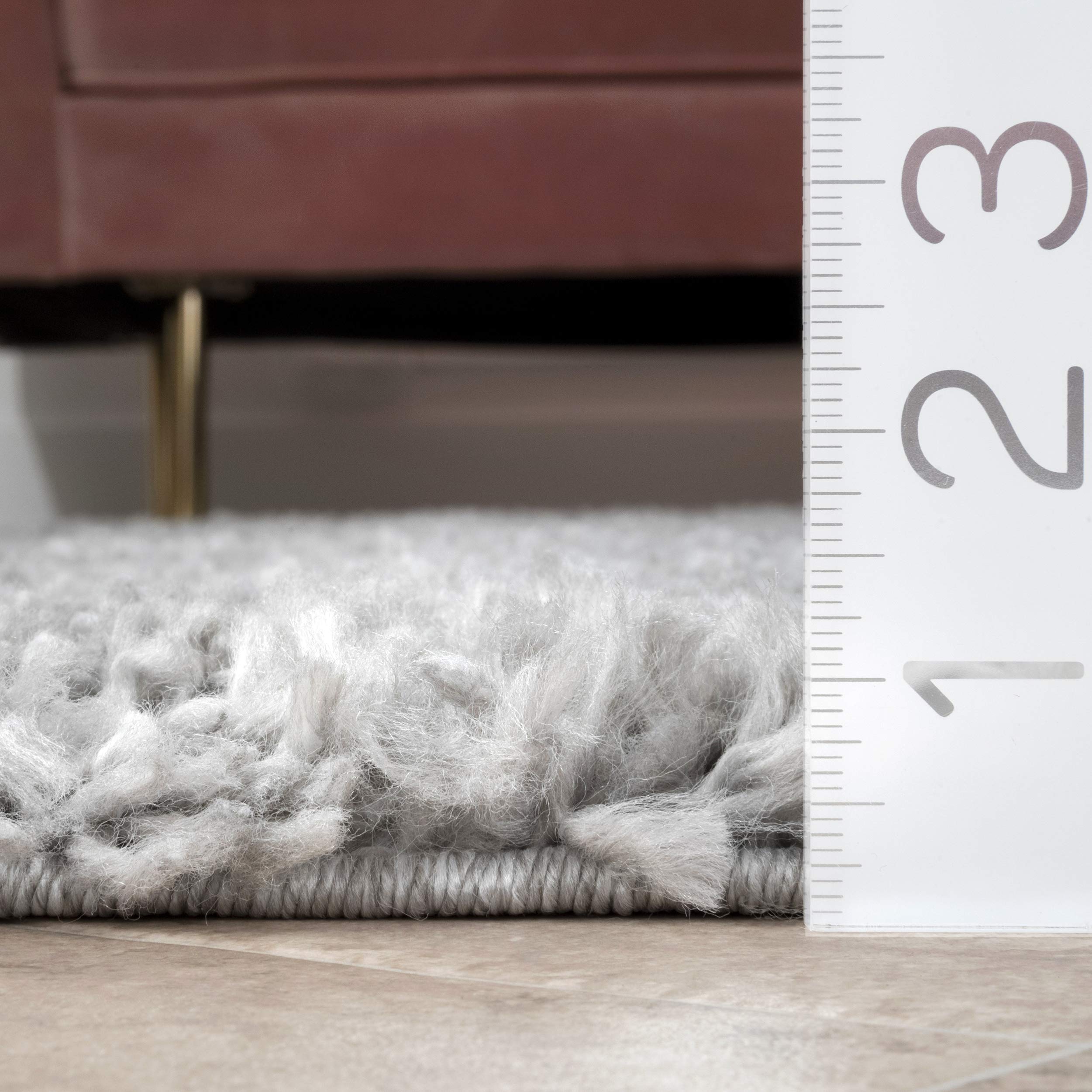 nuLOOM Kara Solid Shag Area Rug - 8' Round Plush Shag Rug in Casual Grey/Ivory for Living Room, Bedroom, Dining Room & Nursery | Soft Floor Covering for Cozy Home Decor