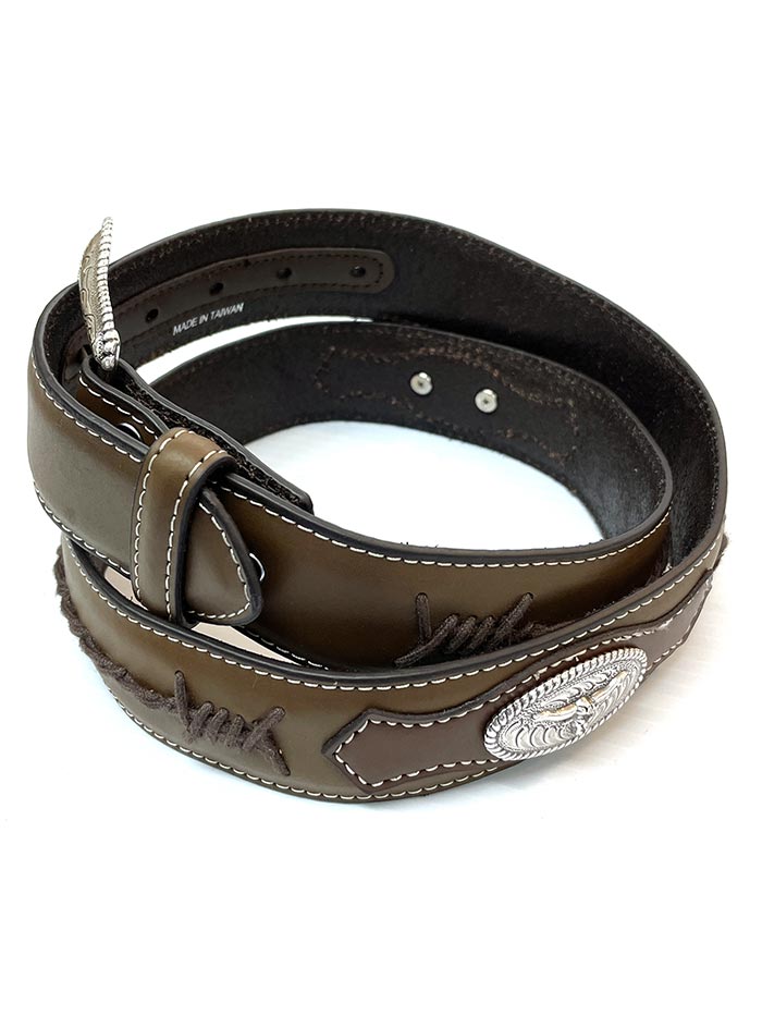 Nocona Men's Barbed Wire Concho Western Leather Belt - Genuine Brown Leather Cowboy Belt for Men | Perfect for Rodeo, Ranch Work & Western Fashion Outfits