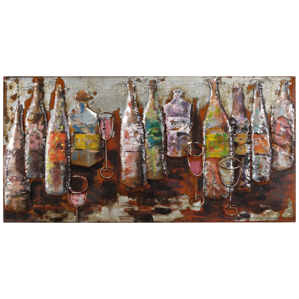 Hand-Painted 3D Mixed Media Wall Art - 5 O'Clock Design - Unique Iron Wall Decor for Living Room, Bedroom & Office - Perfect for Home & Office Décor