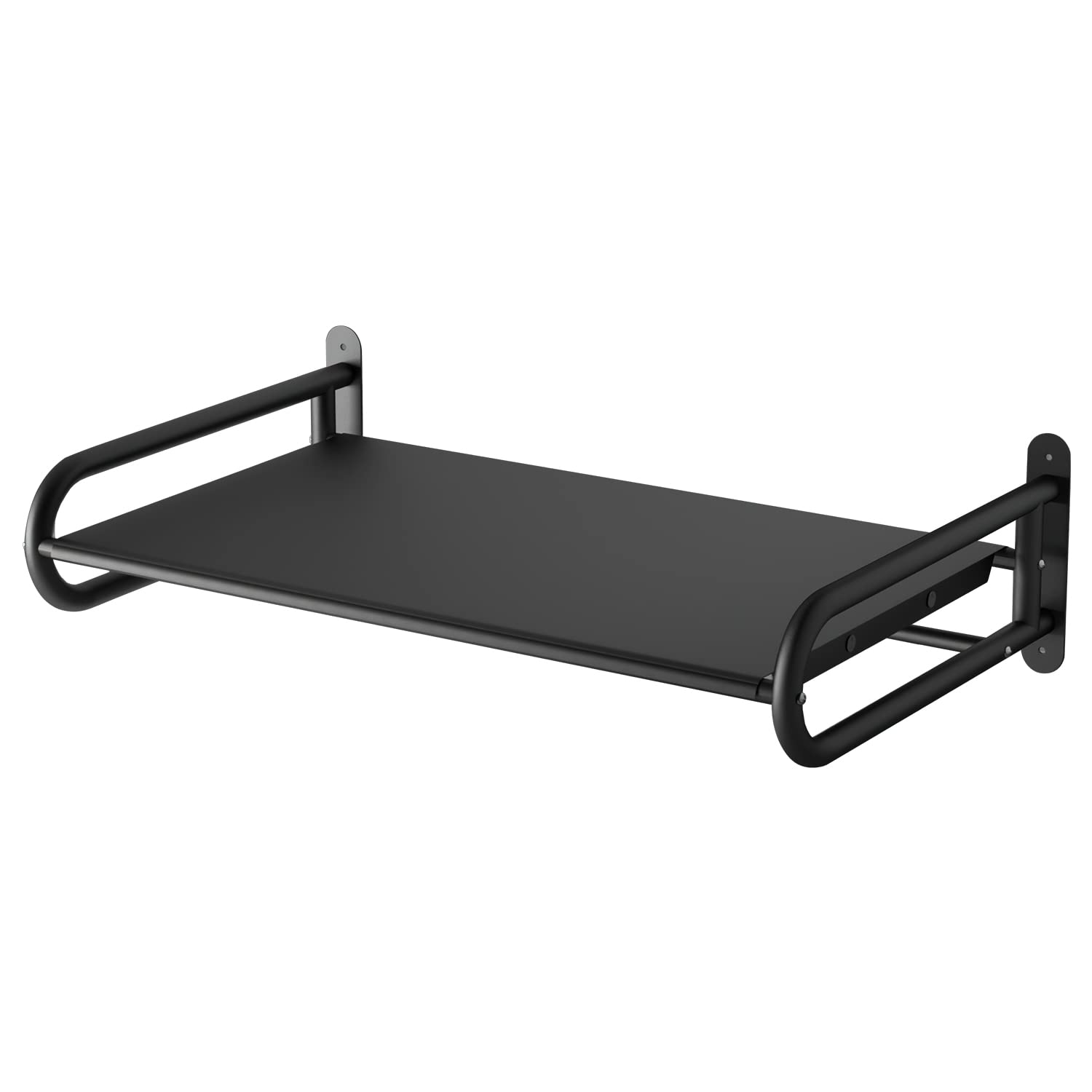 22 Inch Heavy Duty Stainless Steel Wall Shelf - Commercial & Household Grade Metal Shelving for Microwave Oven - Black Wall Mount Shelf with Fixing Kit (22