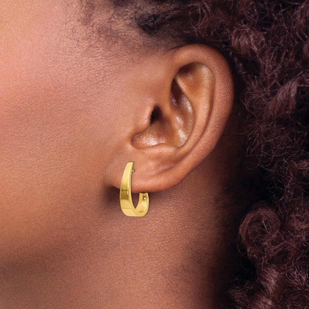 14K Gold Medium Polished J Hoop Earrings - XY611 Model | Elegant Everyday Jewelry for Women, Perfect for Work & Date Night