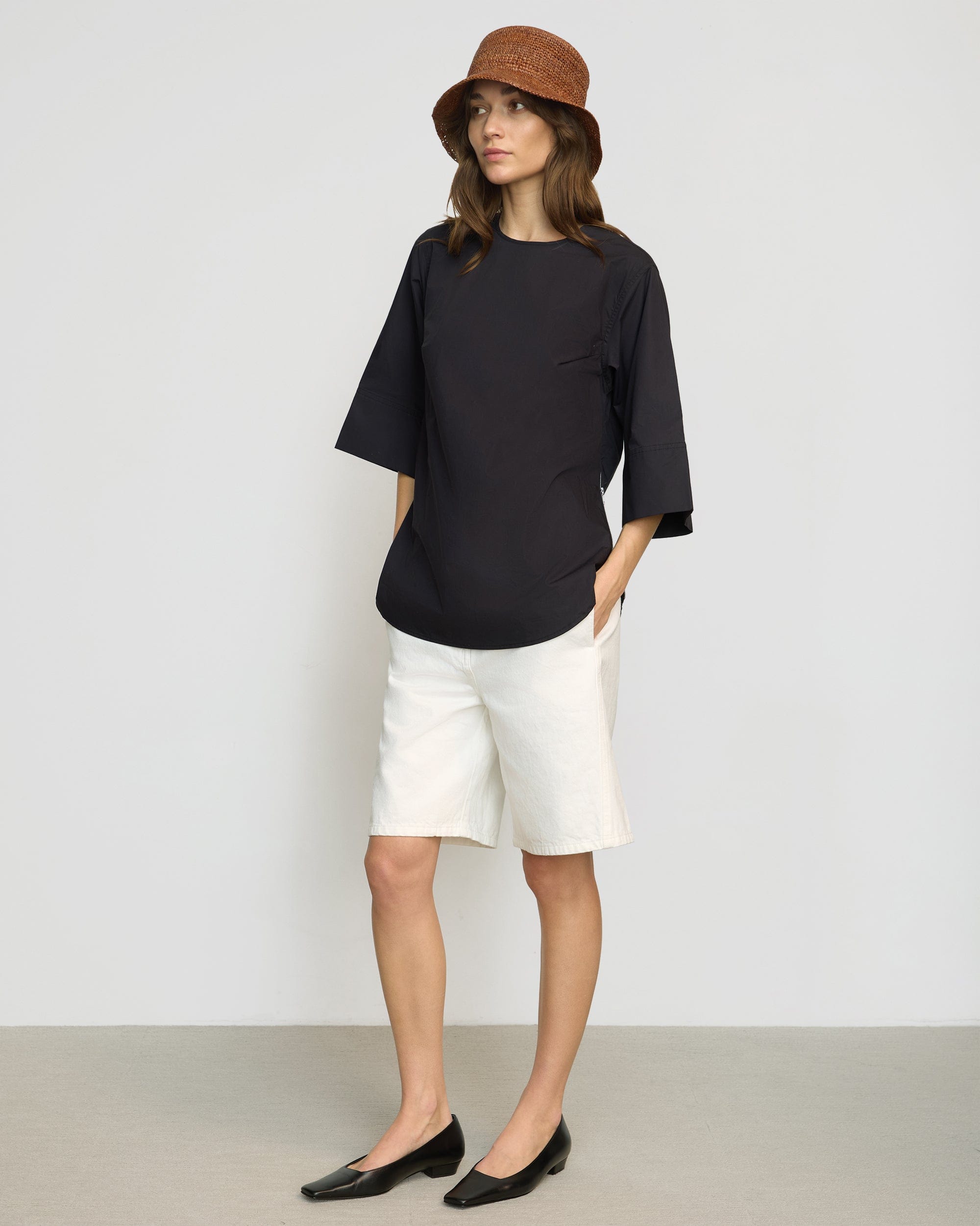 Catie Oversized Tulip Hem Top with Side Zipper - Stylish Women's Casual Blouse for Work, Date Night & Everyday Wear