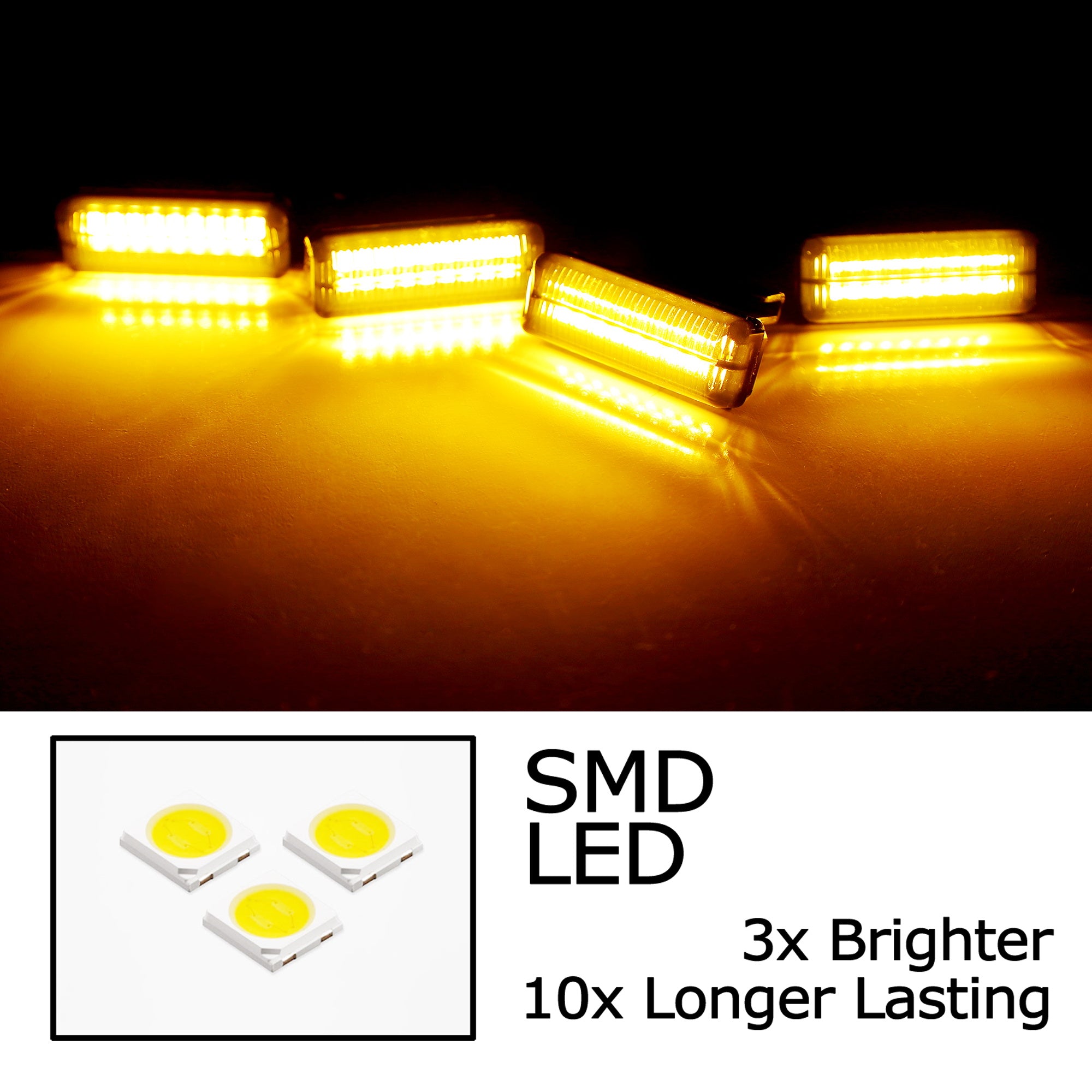 4-Piece Smoked Lens Amber Full LED Grille Accent Lighting Kit for 2022+ Toyota Tundra - Off-Road Style Upgrade & Nighttime Visibility Enhancement