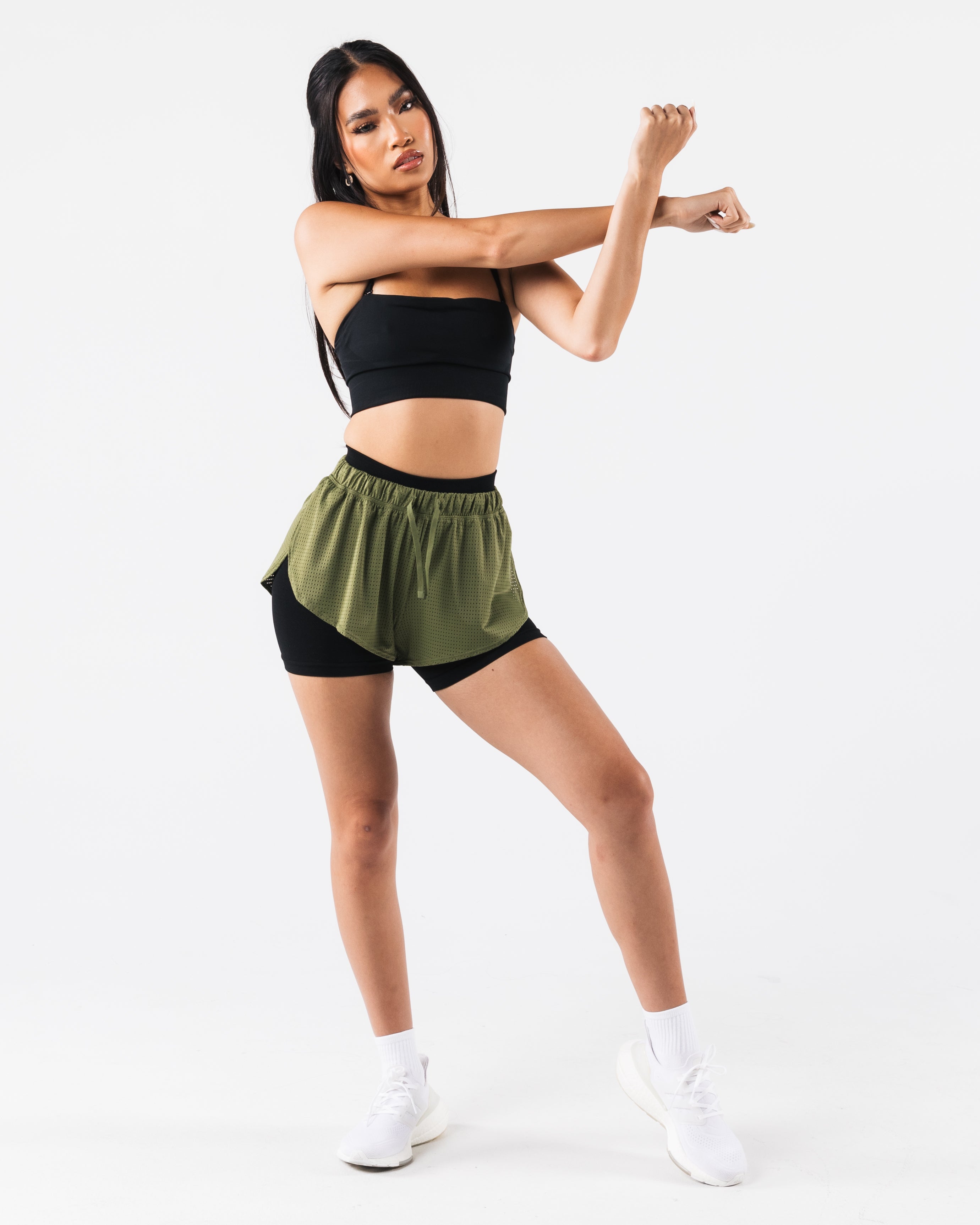 Stylish Margo Mesh Shorts in Agave Green - Perfect for Yoga, Running & Summer Outfits